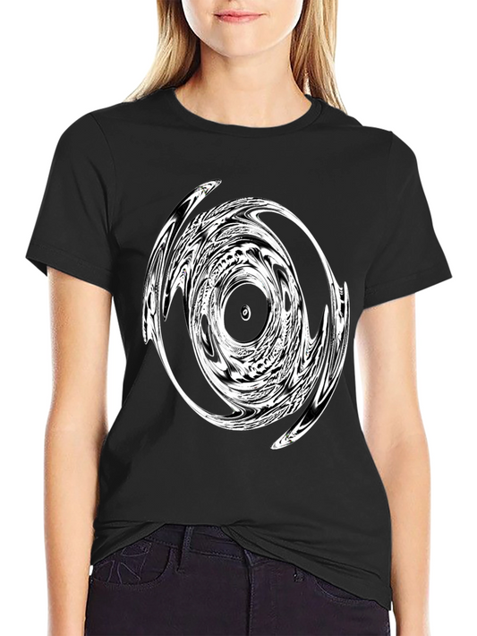 Abstract Circle Graphic Tee - Modern Black T-Shirt