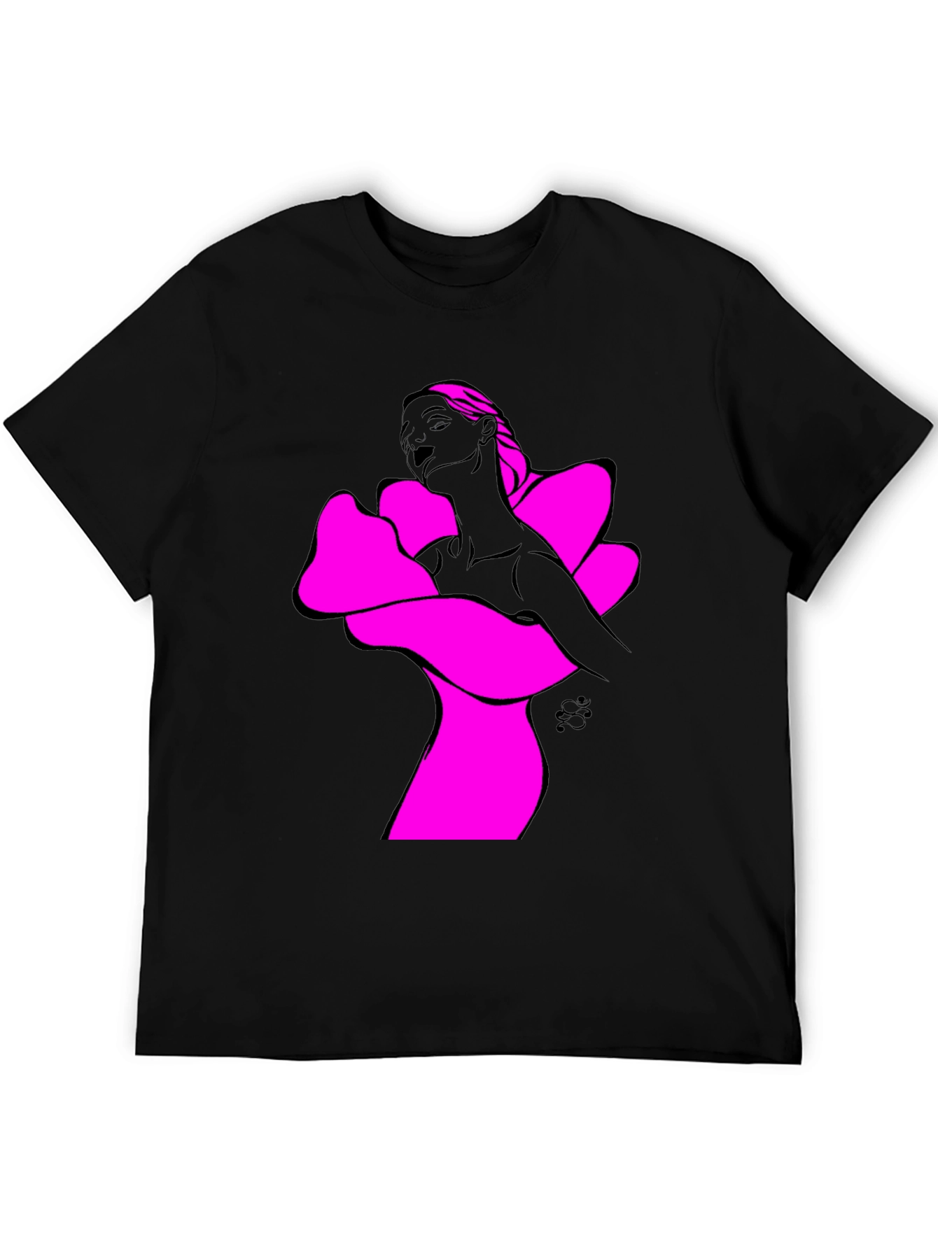 Abstract Woman Graphic Tee - Bold Black Shirt