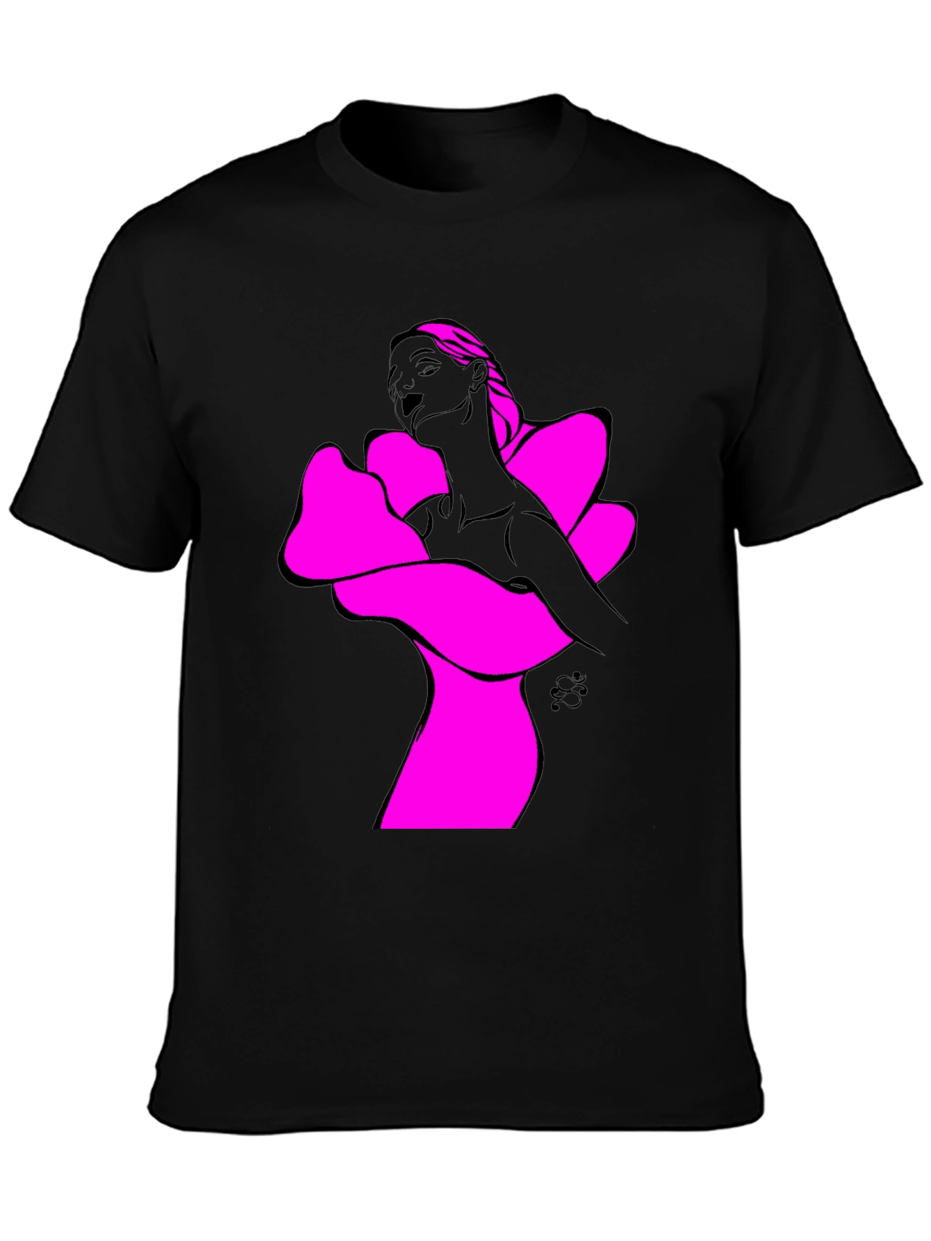 Abstract Woman Graphic Tee - Bold Black Shirt