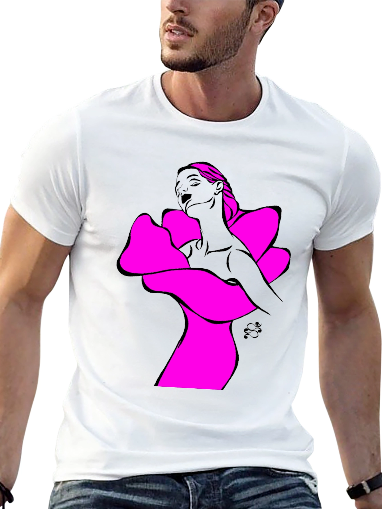 Abstract Woman Graphic Tee - Bold Black Shirt