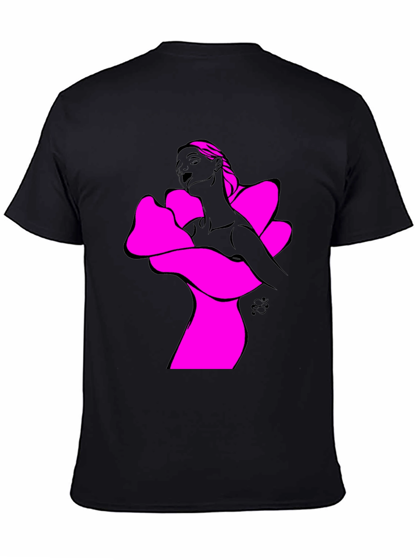 Abstract Woman Graphic Tee - Bold Black Shirt