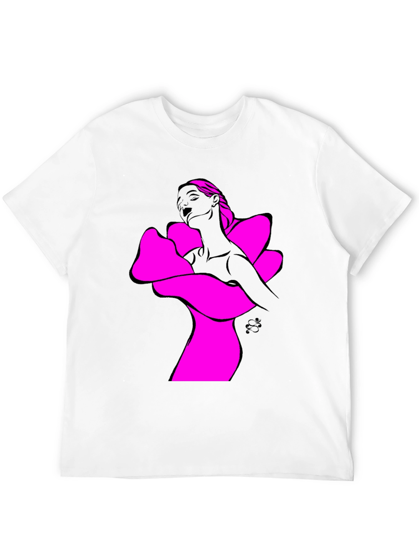 Abstract Woman Graphic Tee - Bold Black Shirt