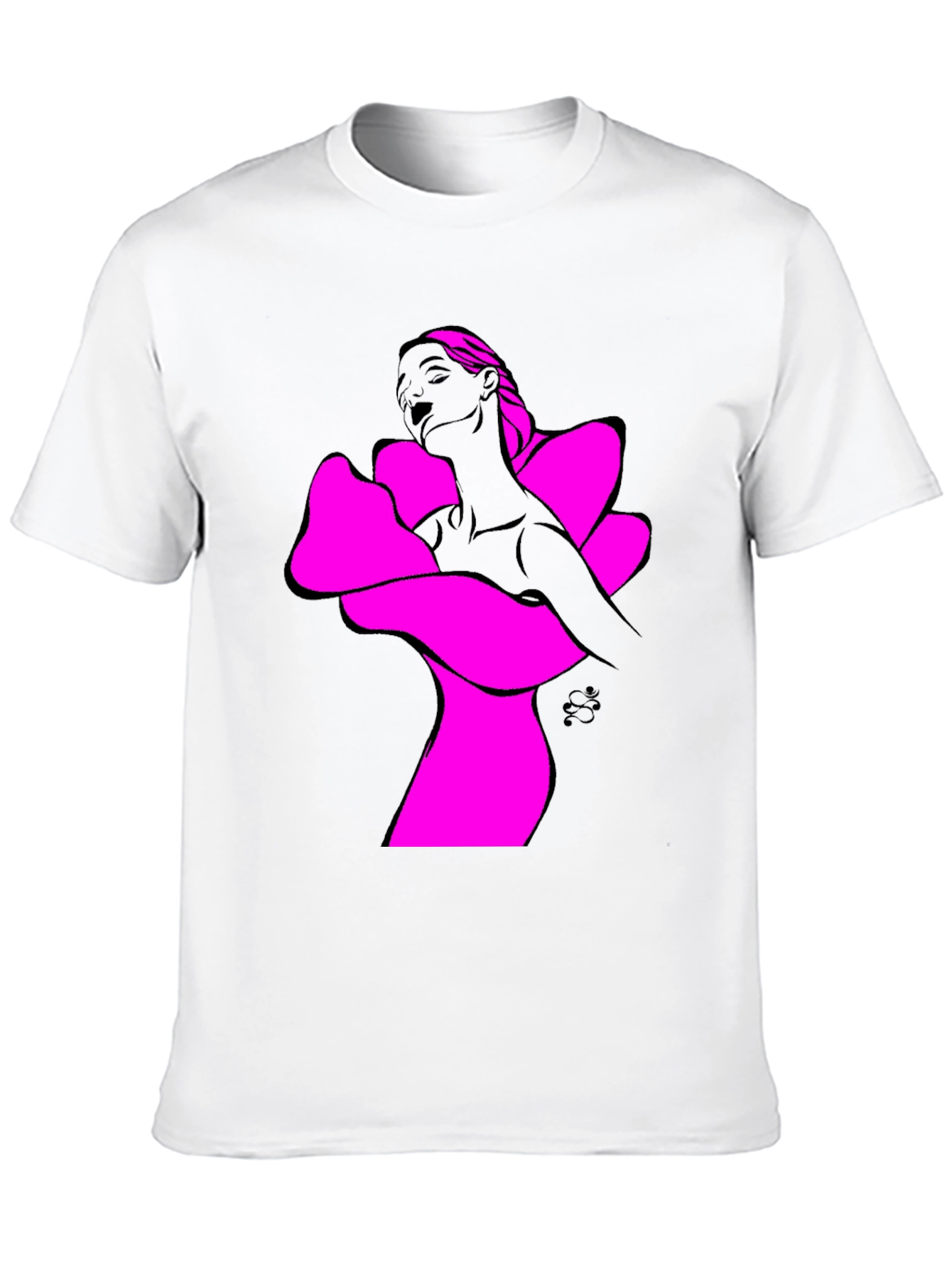 Abstract Woman Graphic Tee - Bold Black Shirt