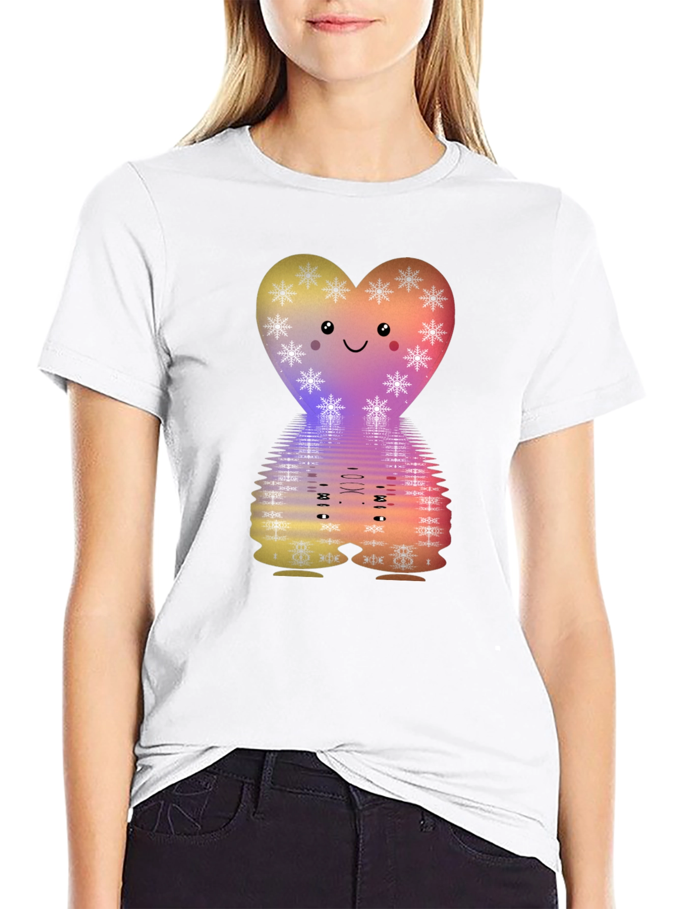 Cute Heart Snowflake Graphic Tee