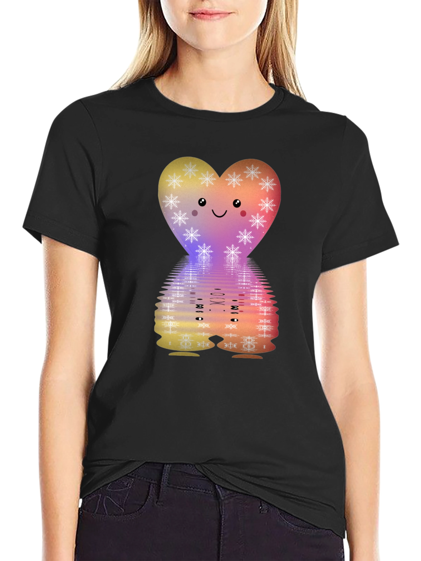 Cute Heart Snowflake Graphic Tee