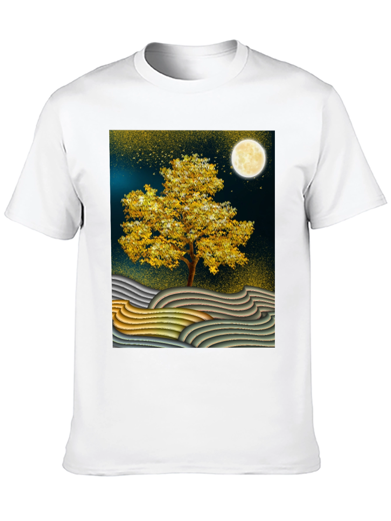 Golden Tree Graphic Tee - Stylish Unisex Black T-Shirt