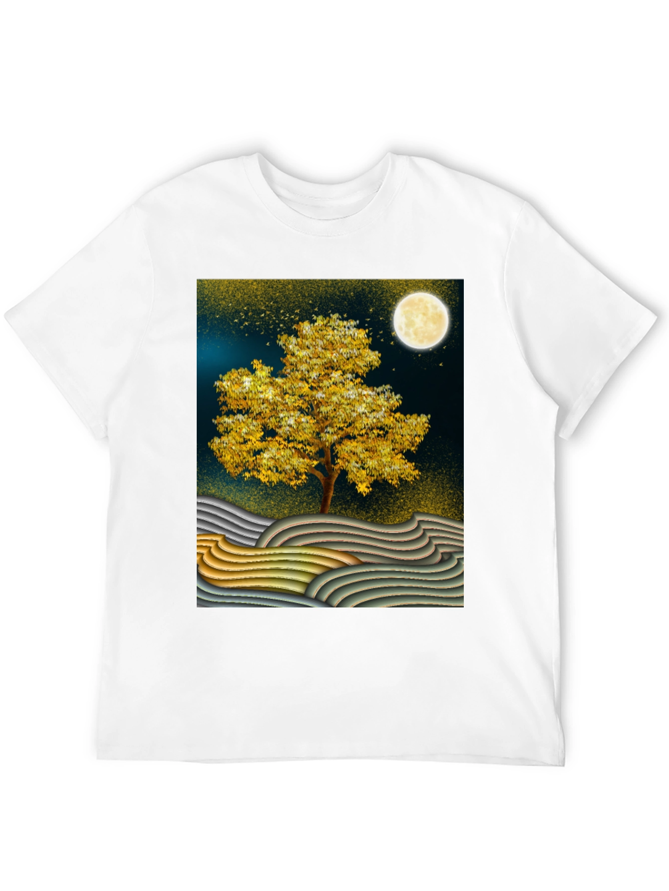 Golden Tree Graphic Tee - Stylish Unisex Black T-Shirt