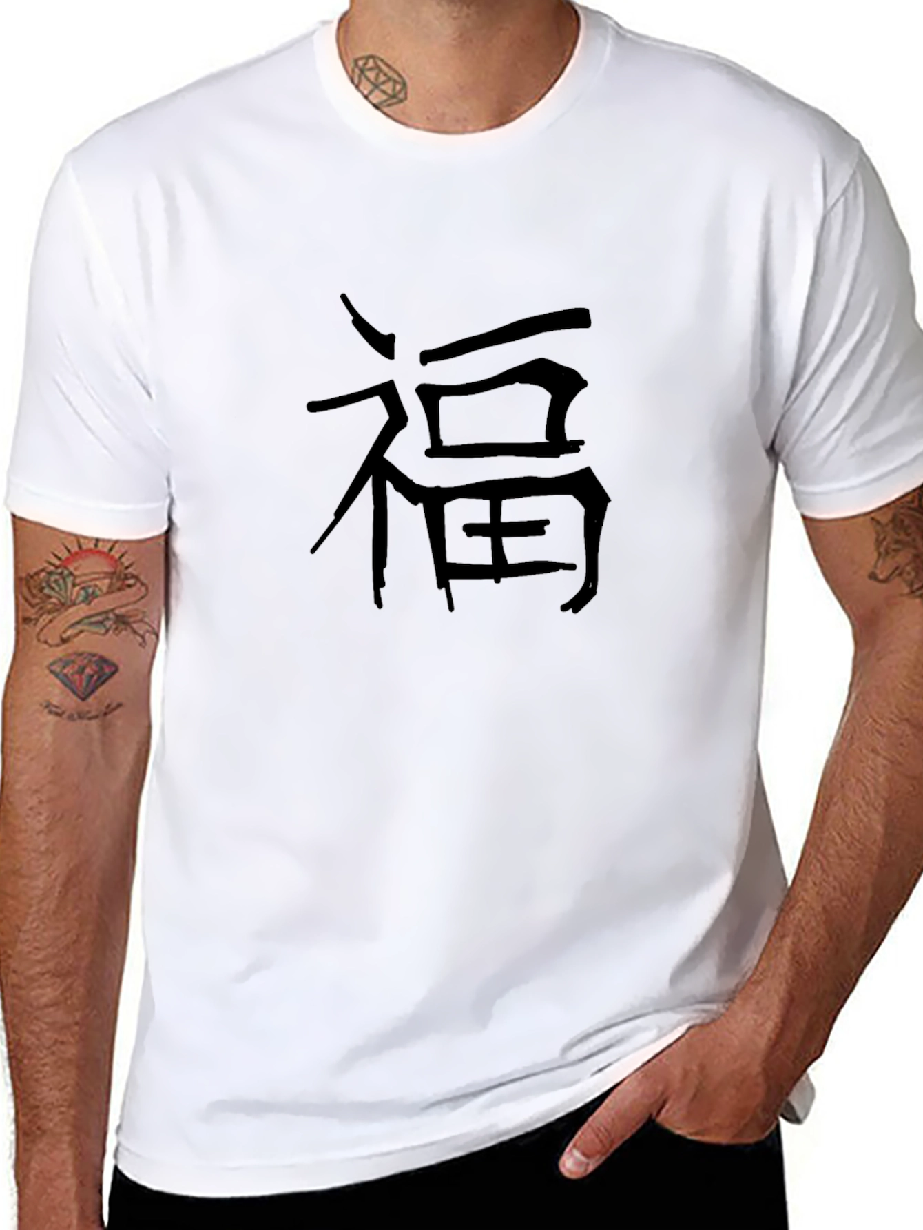 Mens Black T-Shirt with Chinese Symbol
