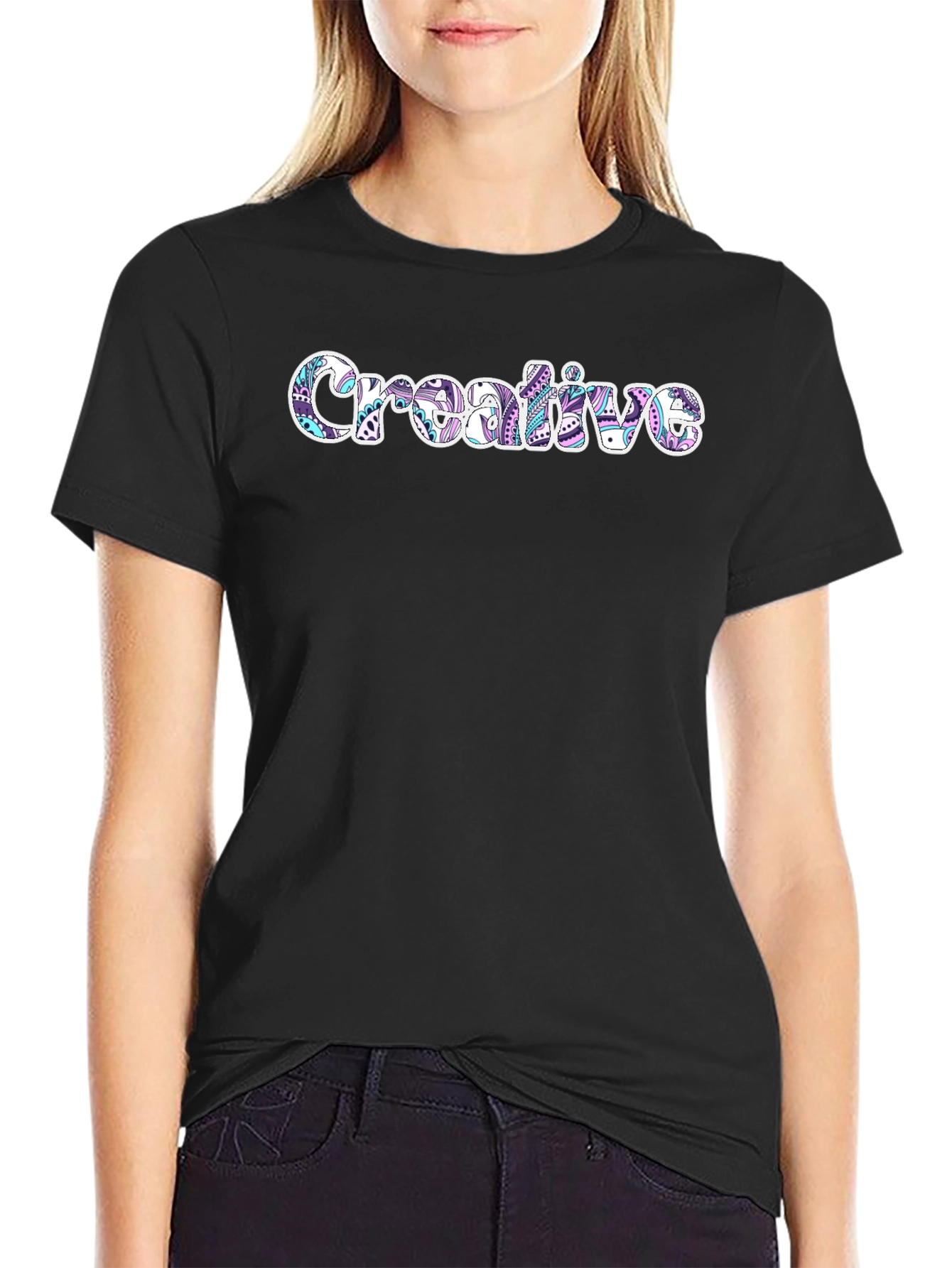 Creative Graphic Tee - Artistic Design Black T-Shirt