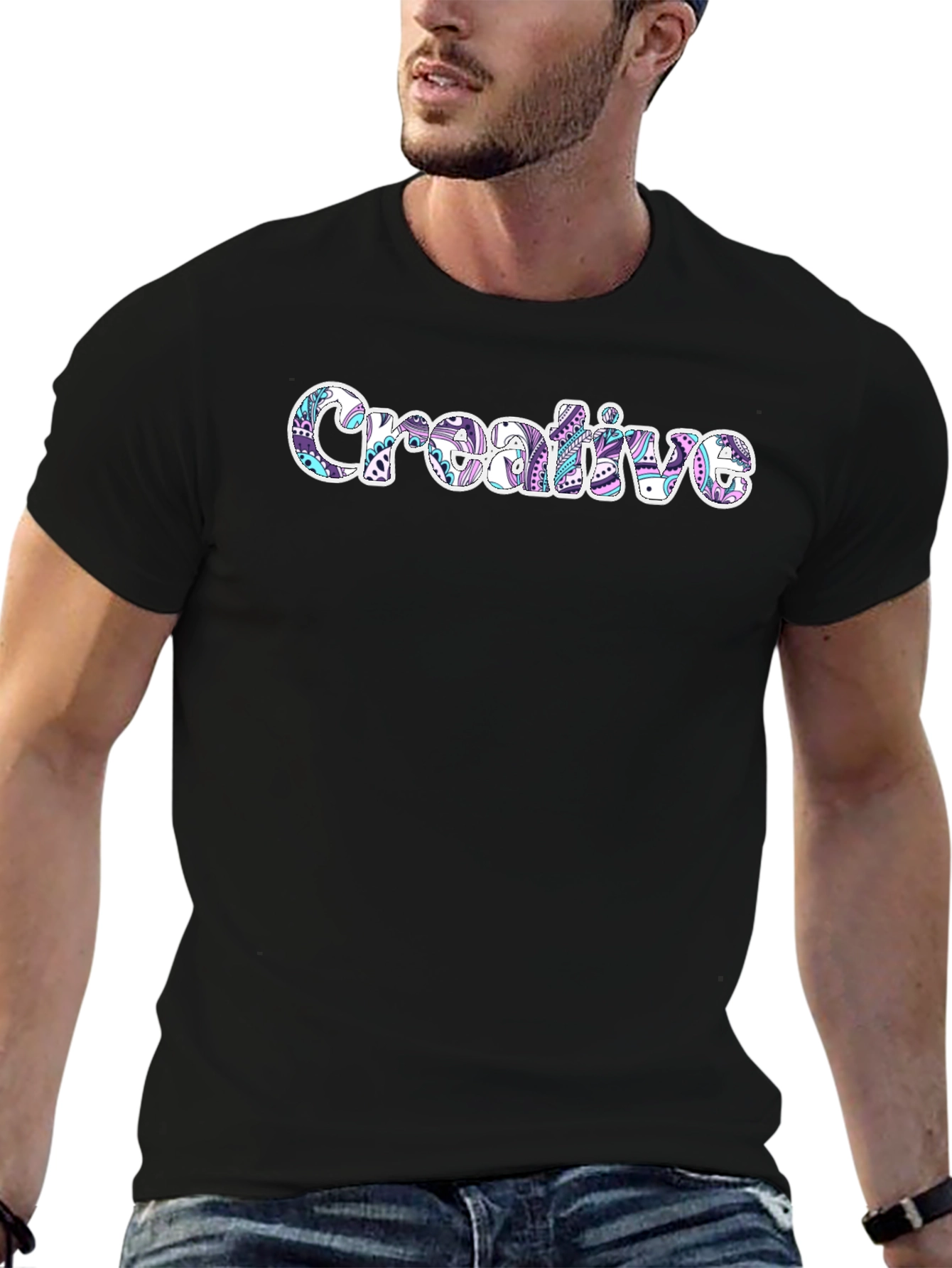 Creative Graphic Tee - Artistic Design Black T-Shirt