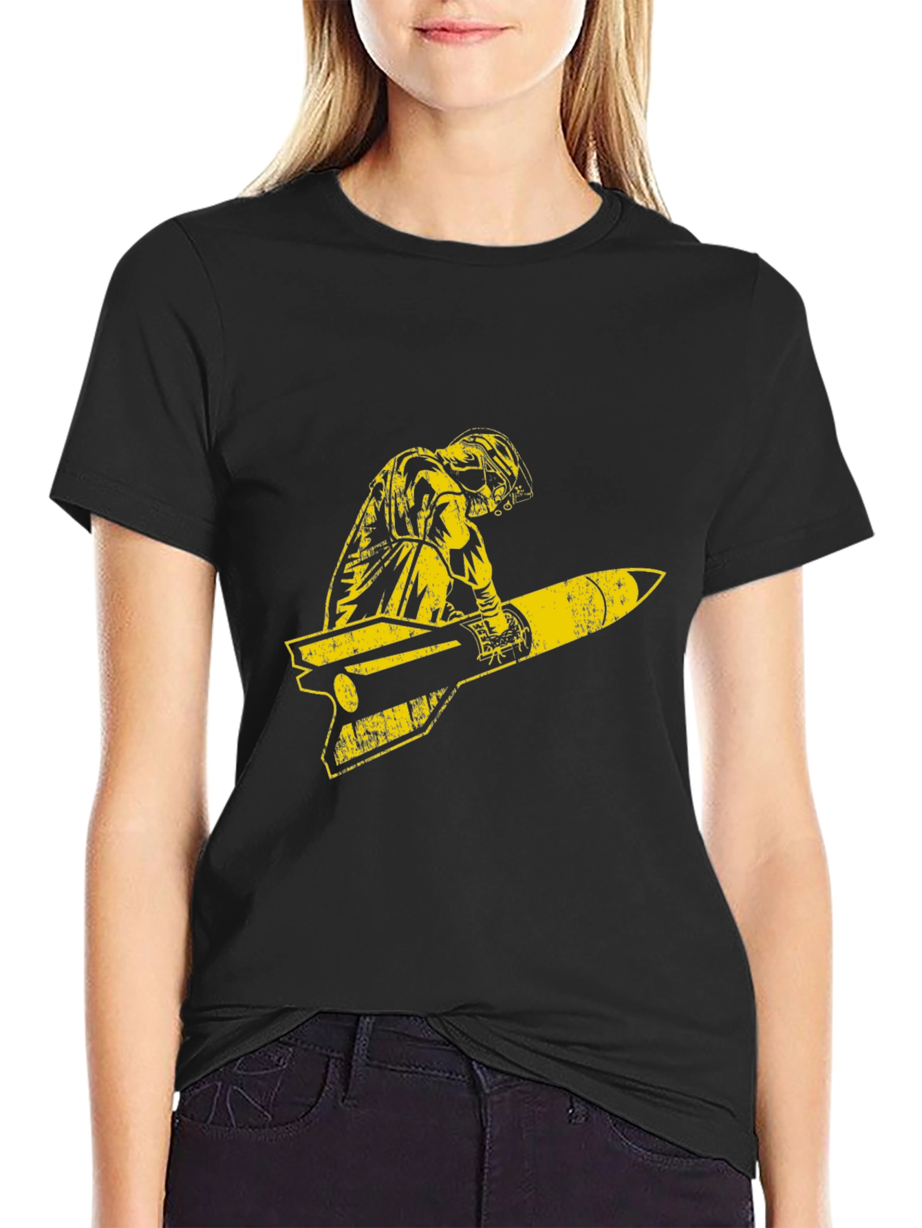 Retro Pilot Missile Ride Graphic T-Shirt