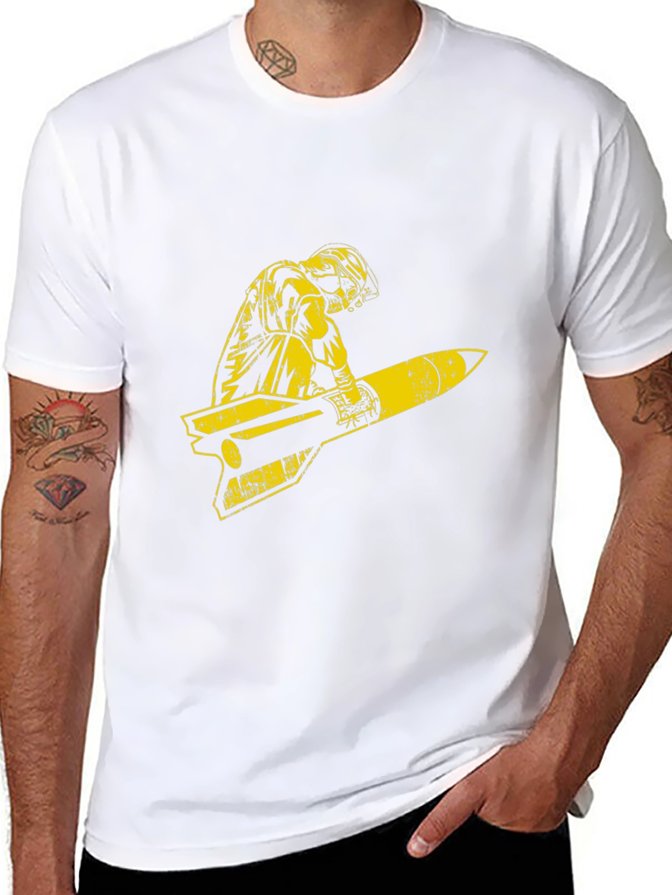 Retro Pilot Missile Ride Graphic T-Shirt