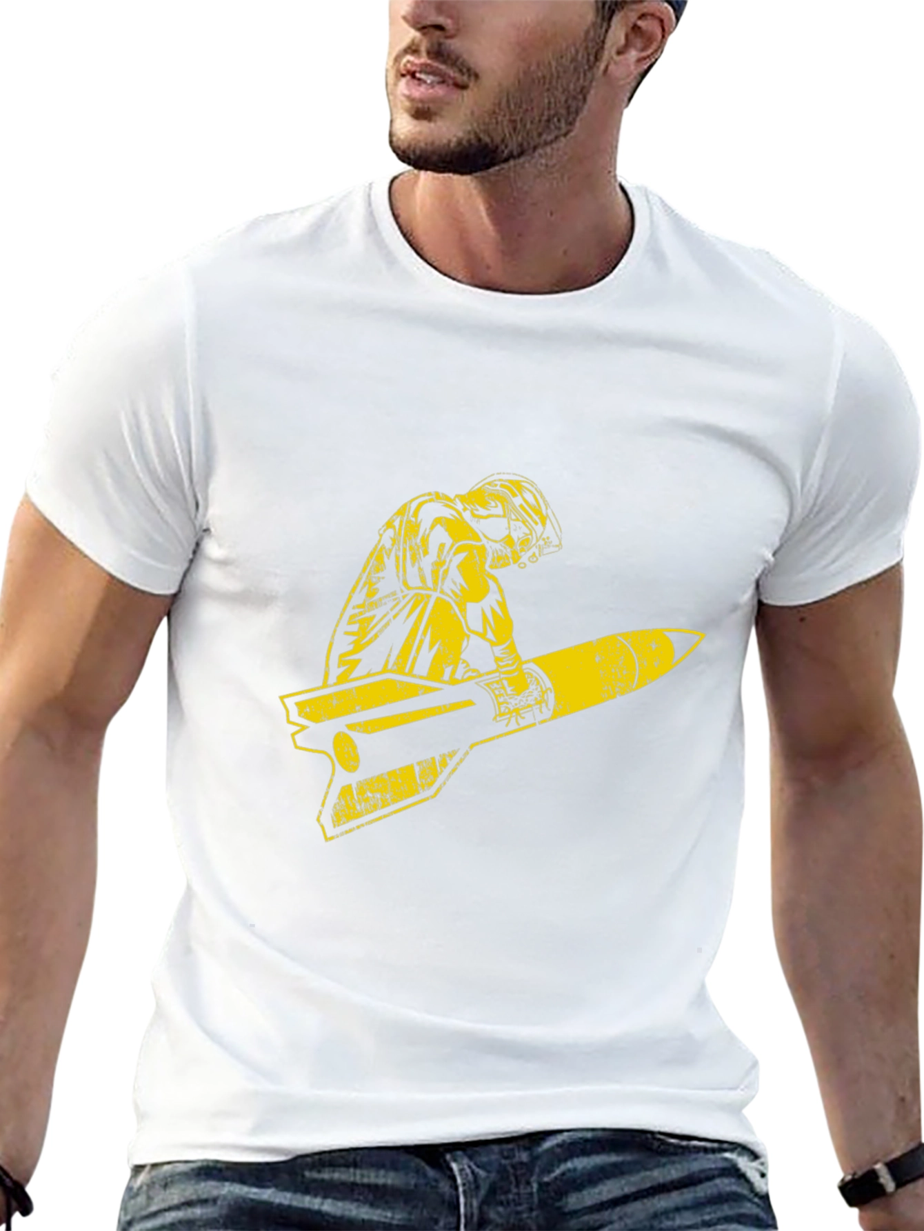 Retro Pilot Missile Ride Graphic T-Shirt