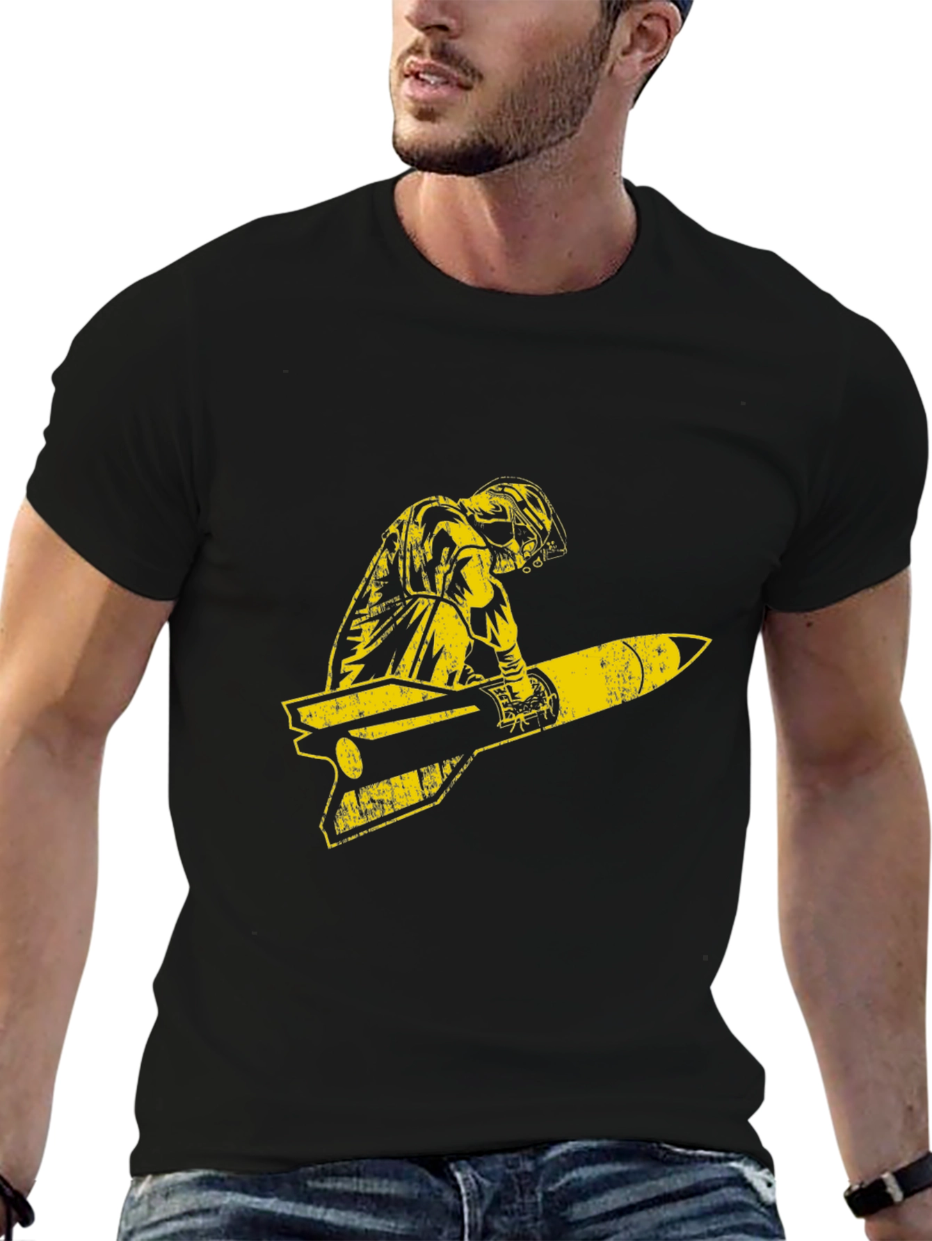 Retro Pilot Missile Ride Graphic T-Shirt