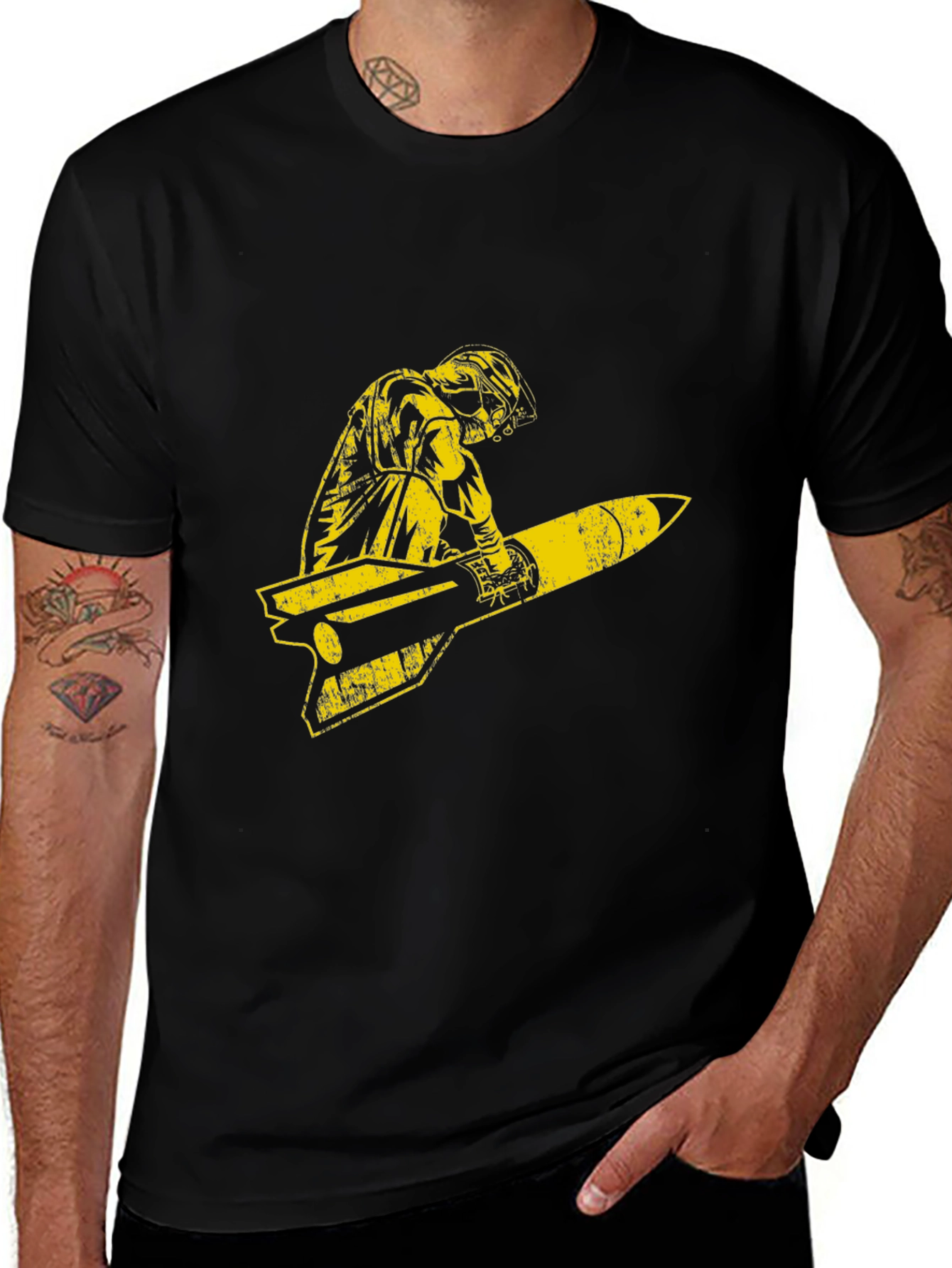 Retro Pilot Missile Ride Graphic T-Shirt