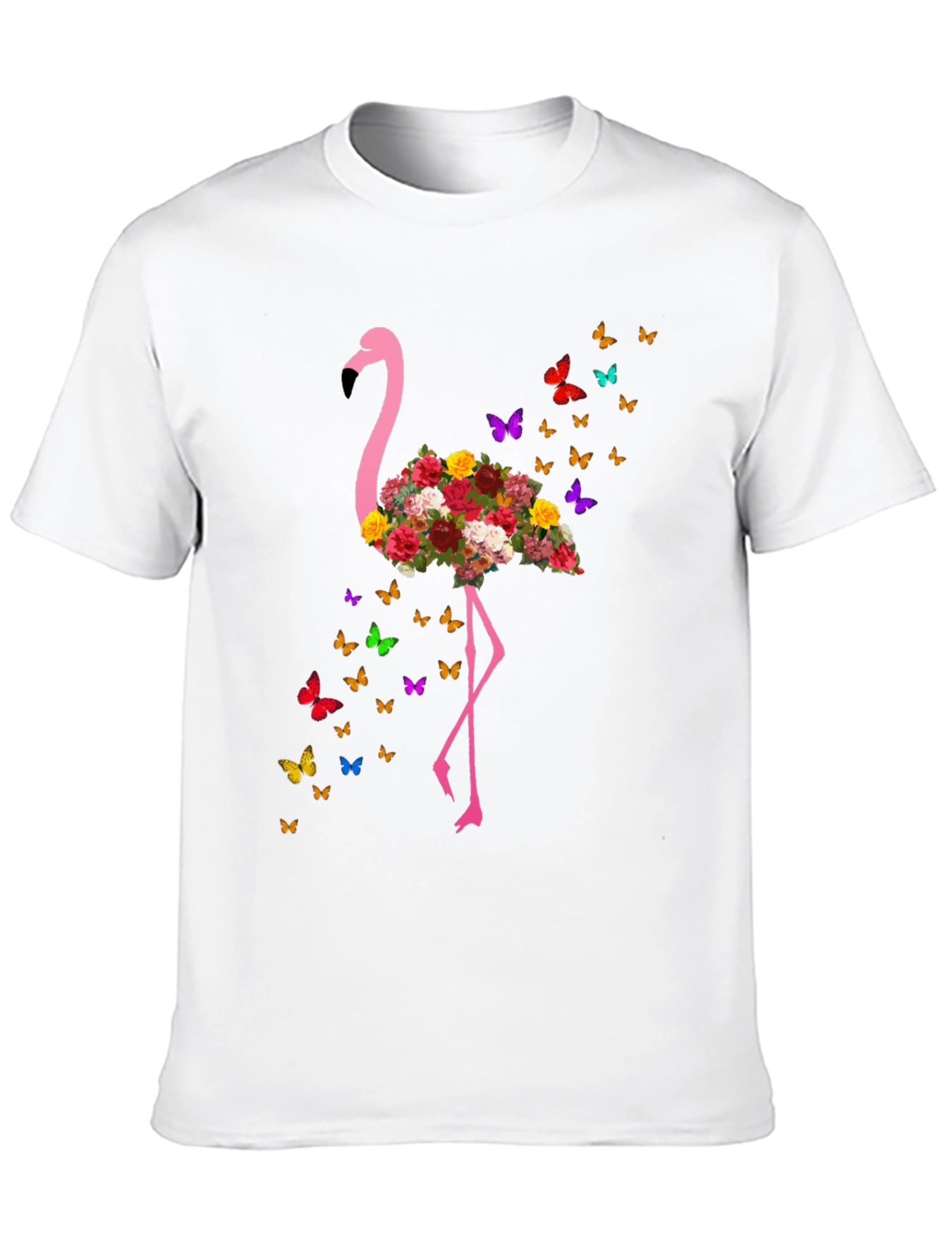 Floral Flamingo Butterfly Graphic Tee