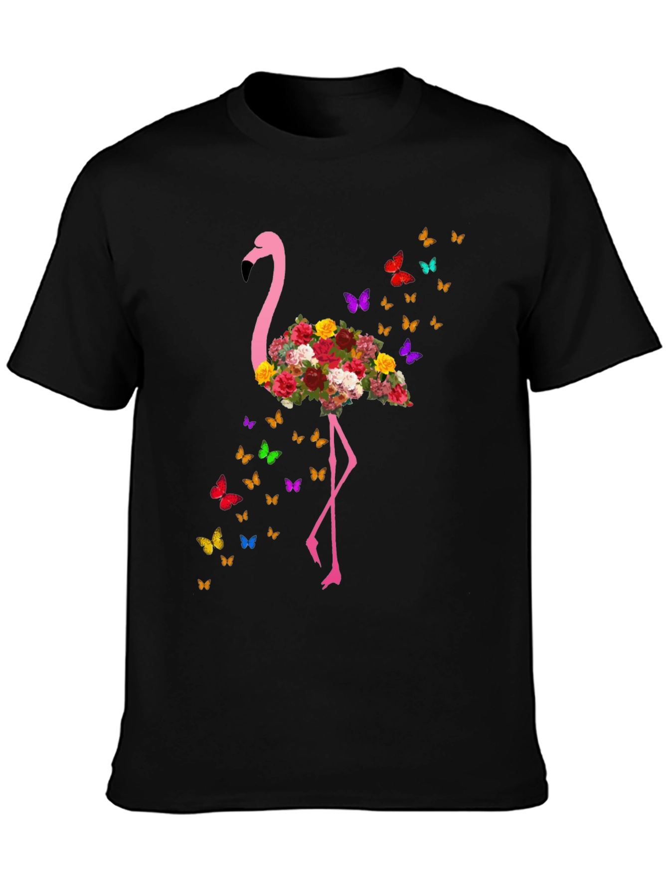 Floral Flamingo Butterfly Graphic Tee