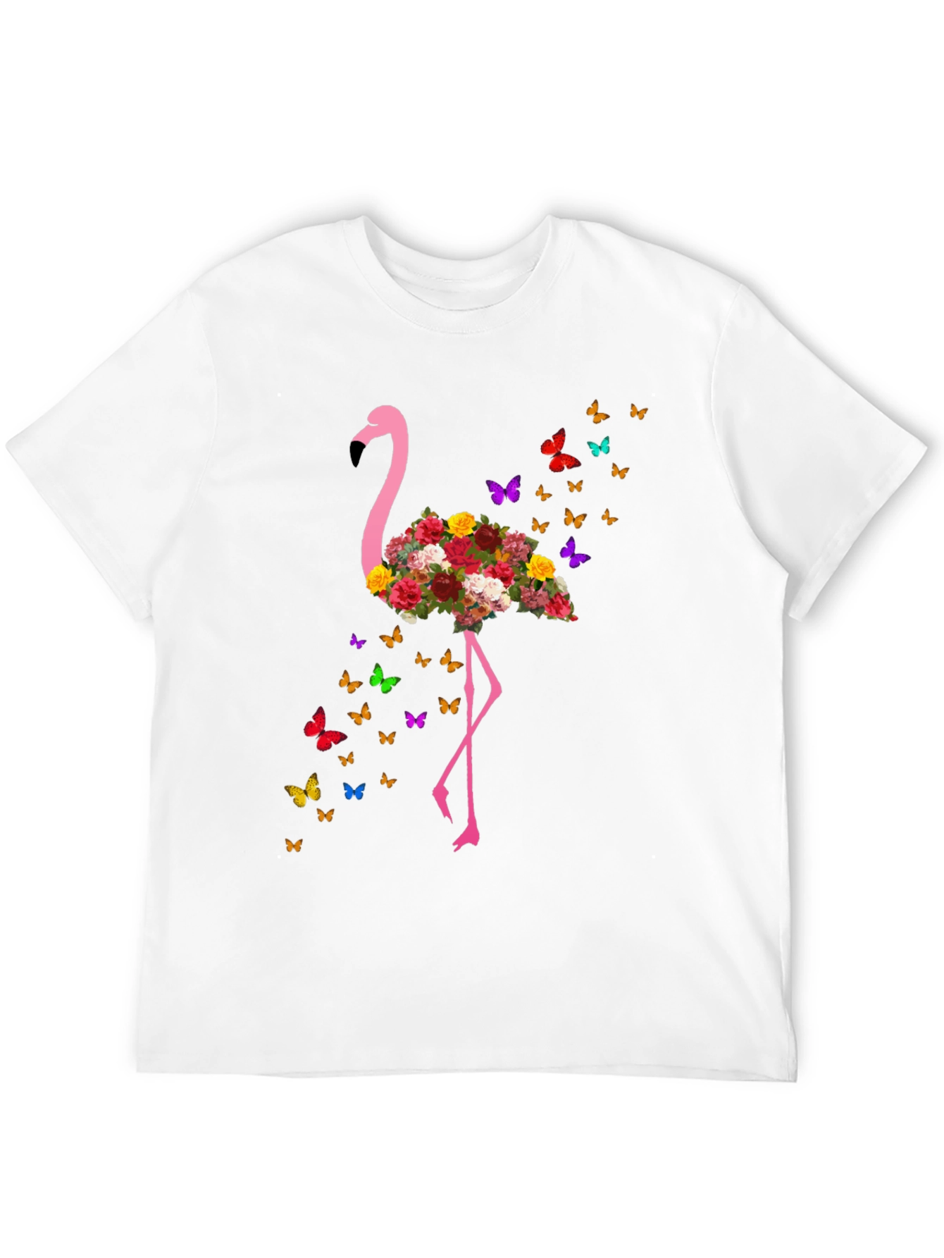 Floral Flamingo Butterfly Graphic Tee