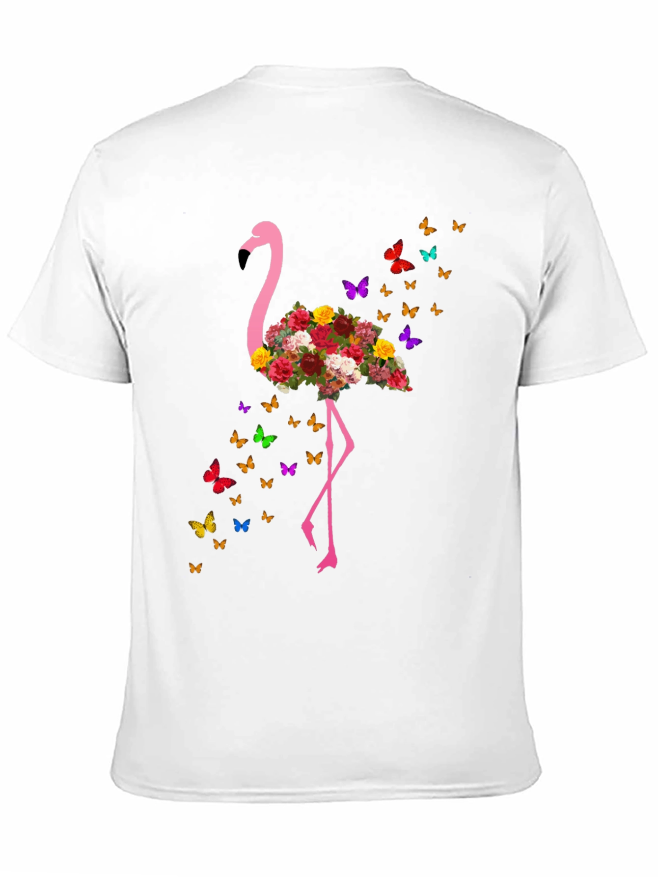 Floral Flamingo Butterfly Graphic Tee
