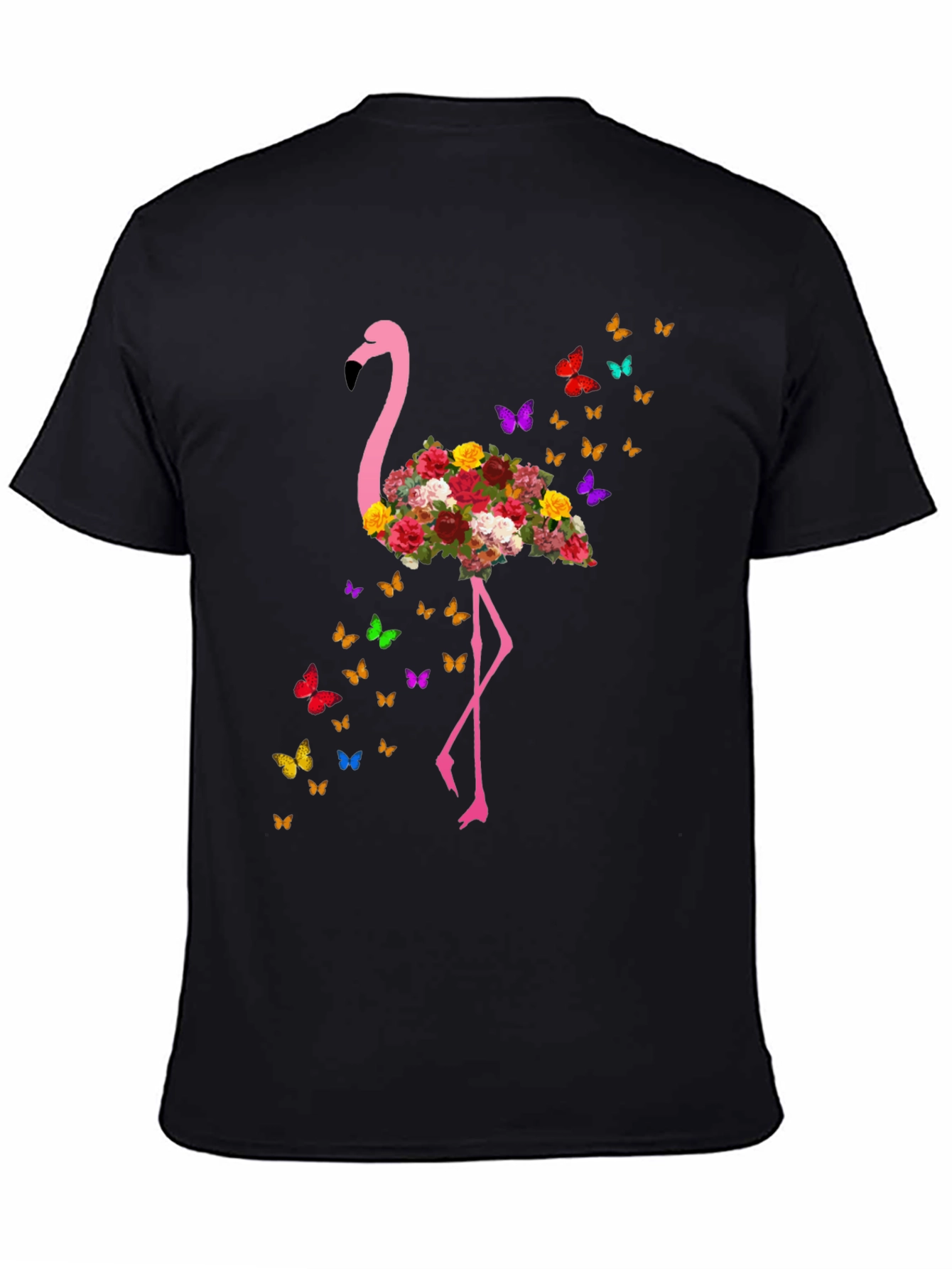 Floral Flamingo Butterfly Graphic Tee