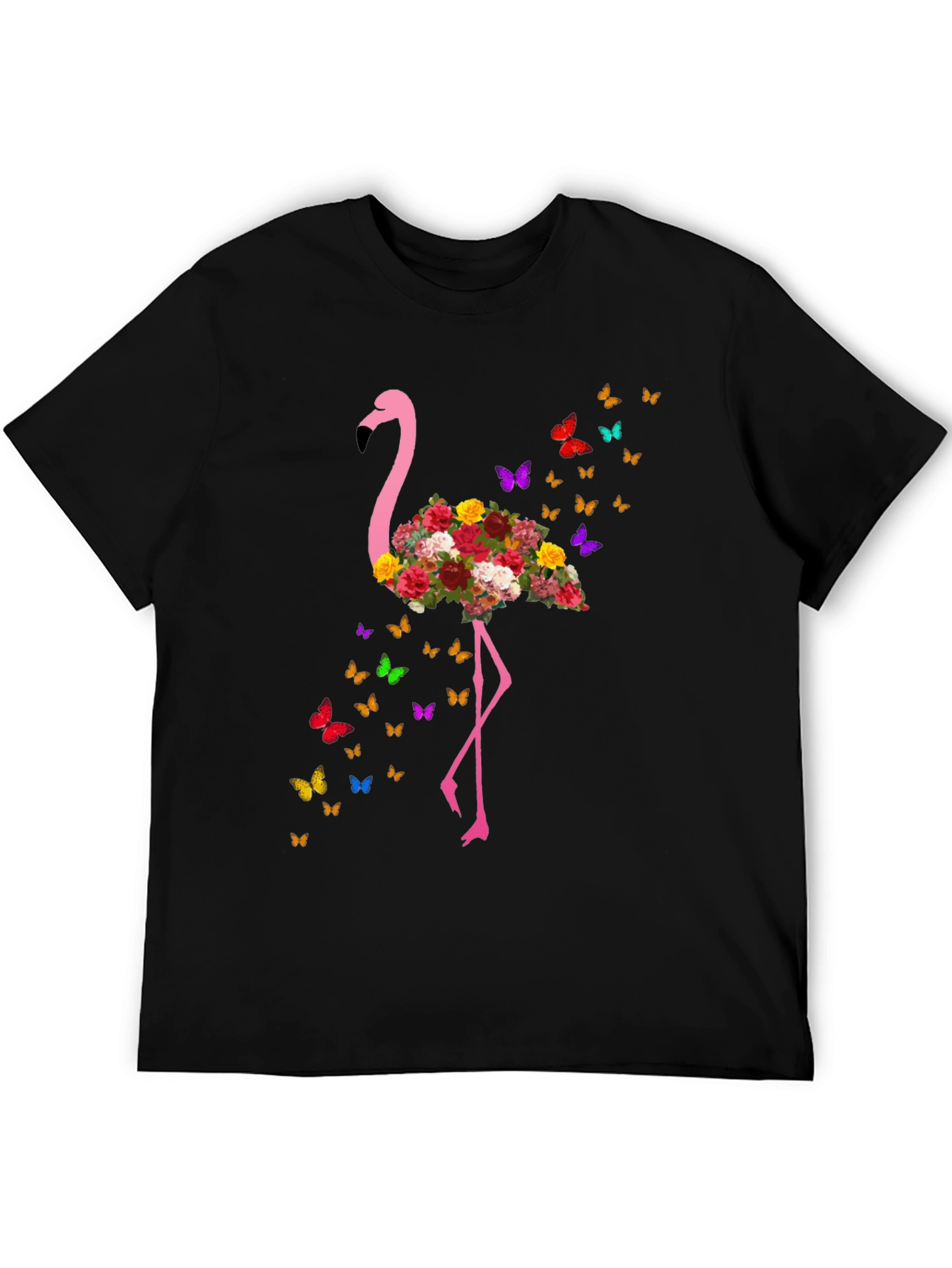 Floral Flamingo Butterfly Graphic Tee