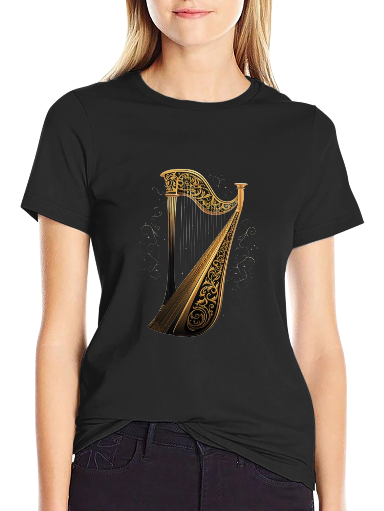 Golden Harp Graphic Tee - Black T-Shirt
