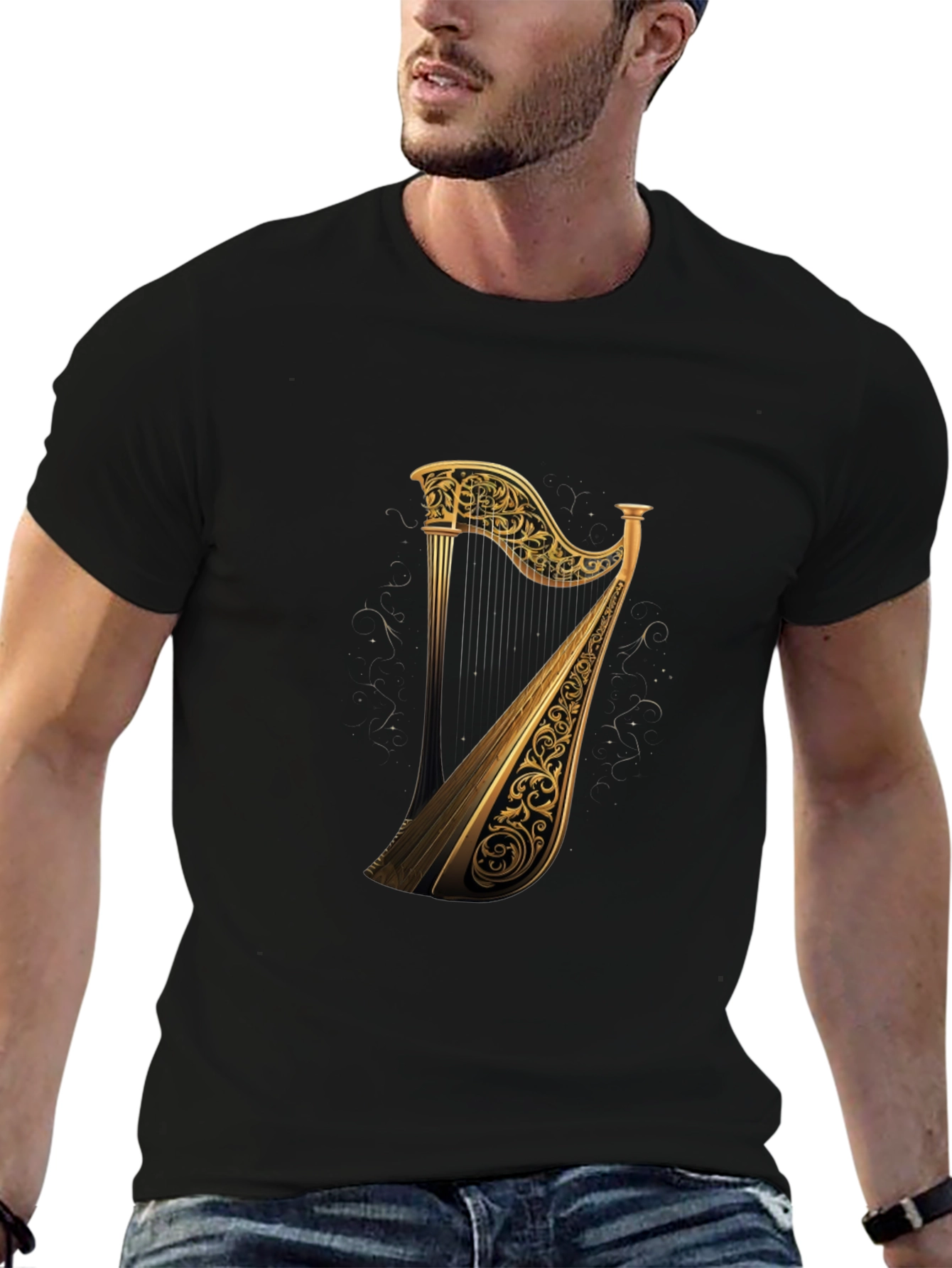 Golden Harp Graphic Tee - Black T-Shirt