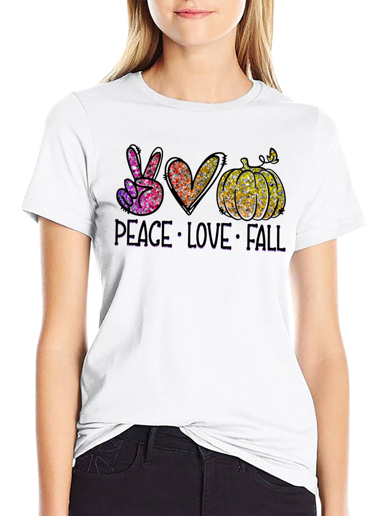 Peace Love Fall Black T-Shirt