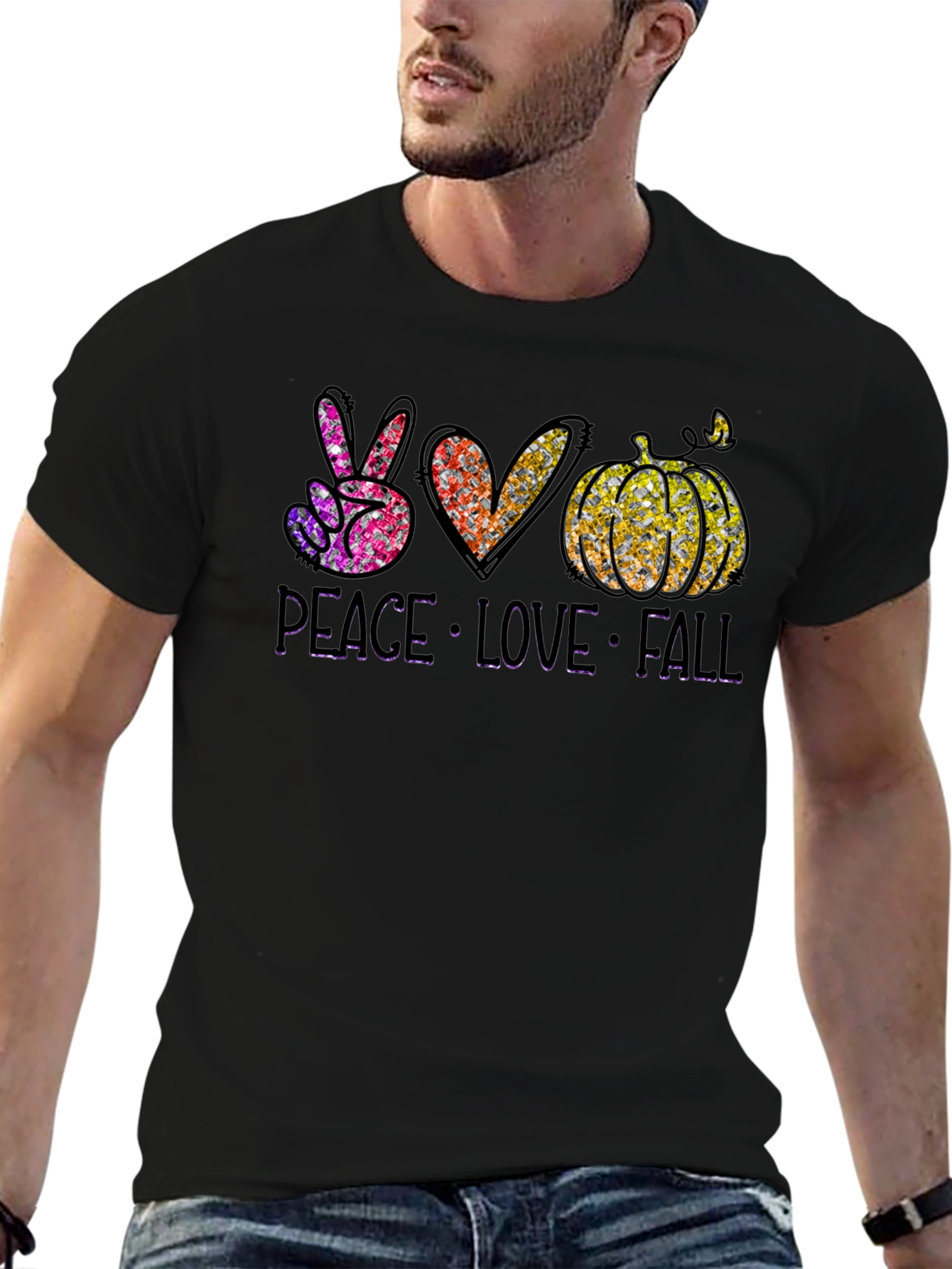 Peace Love Fall Black T-Shirt