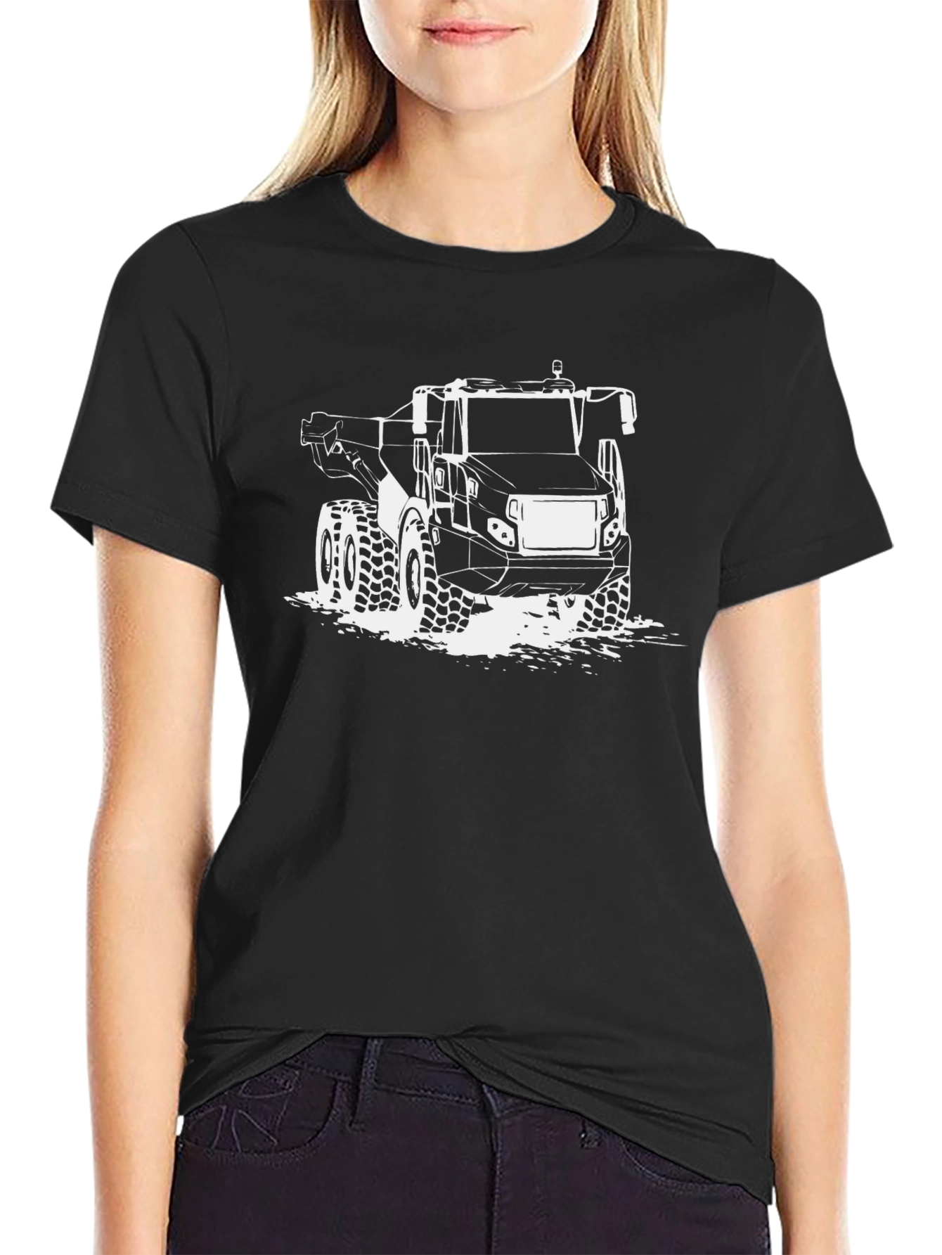 Heavy Equipment Graphic Tee - Black Cotton Blend