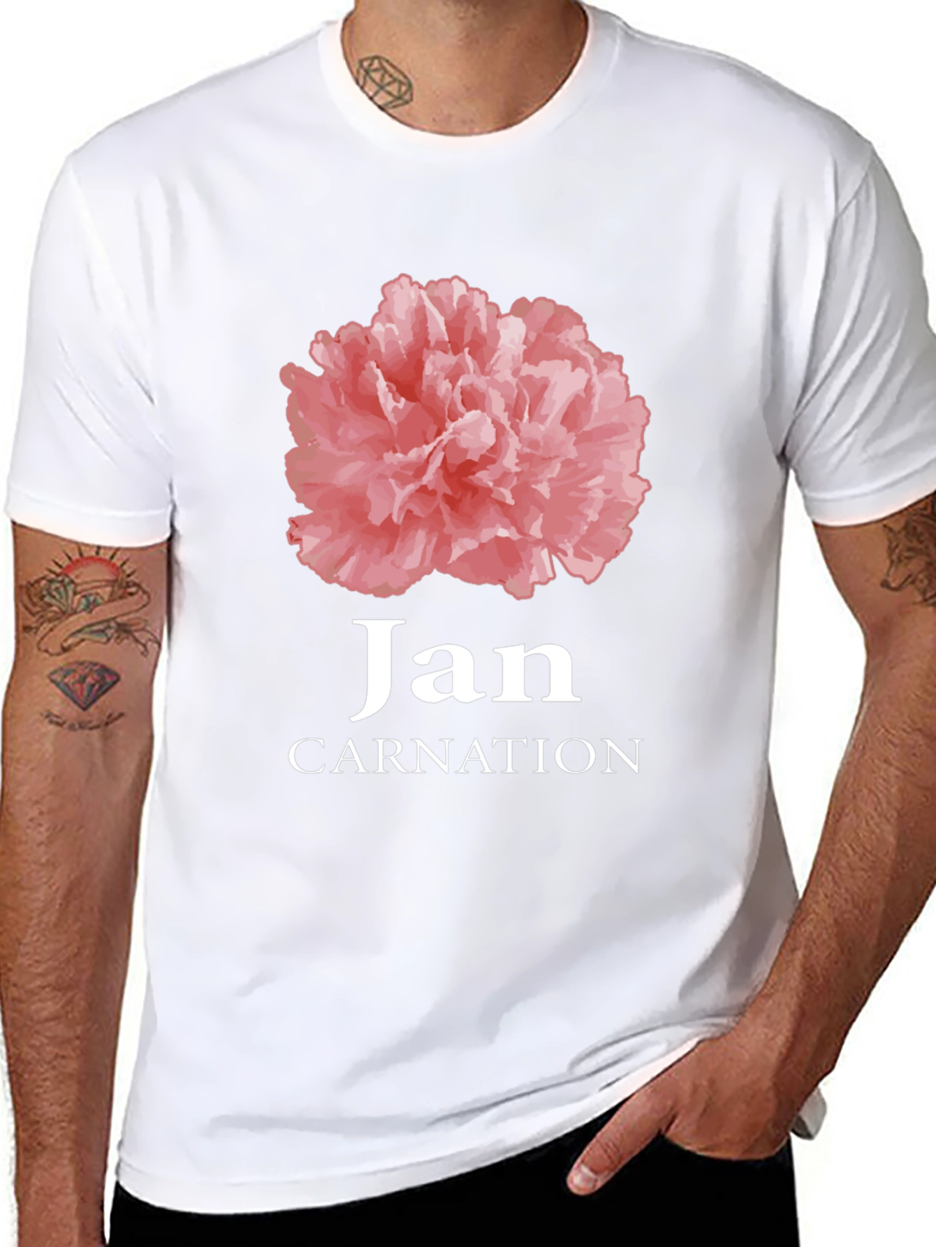 Jan Carnation Flower Birthday T-Shirt