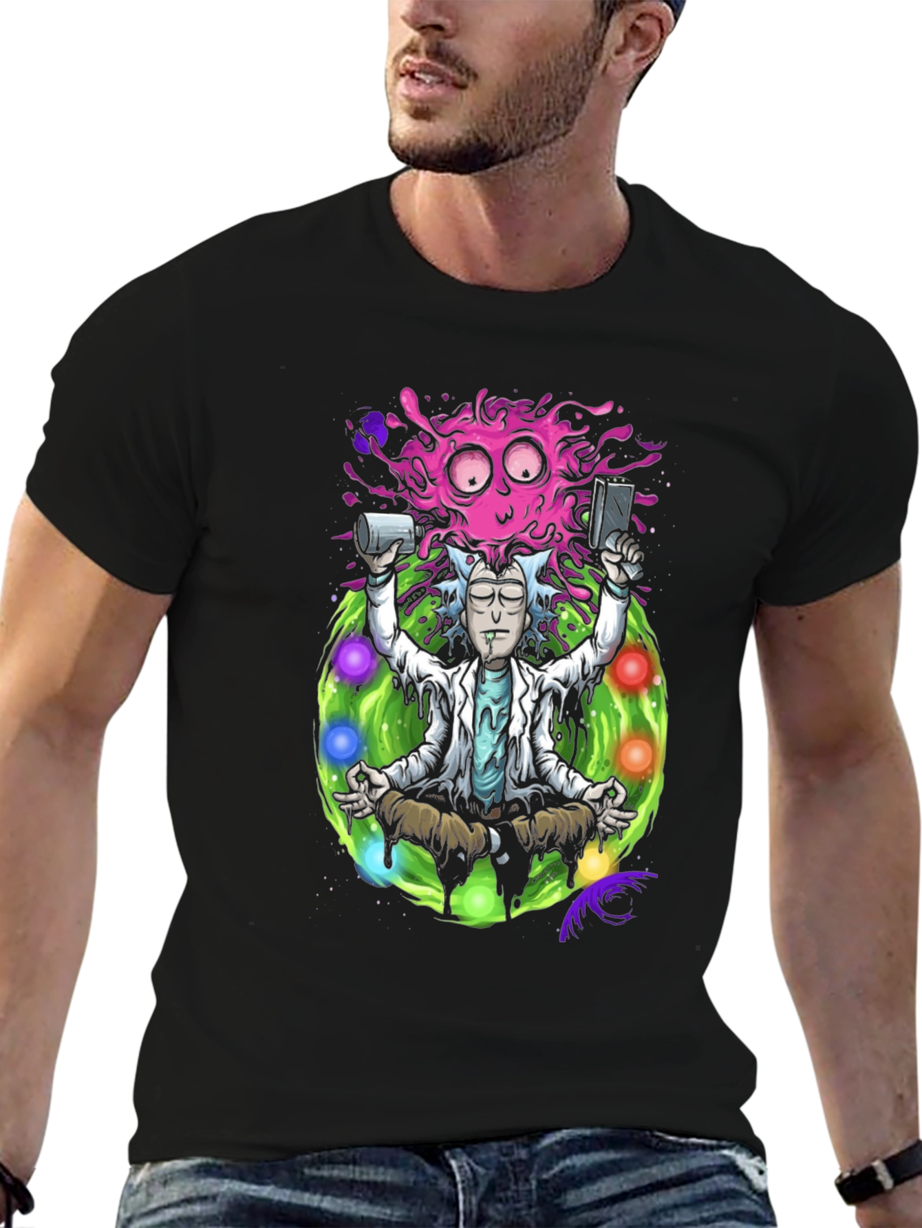 Rick and Morty Meditation T-Shirt - Black
