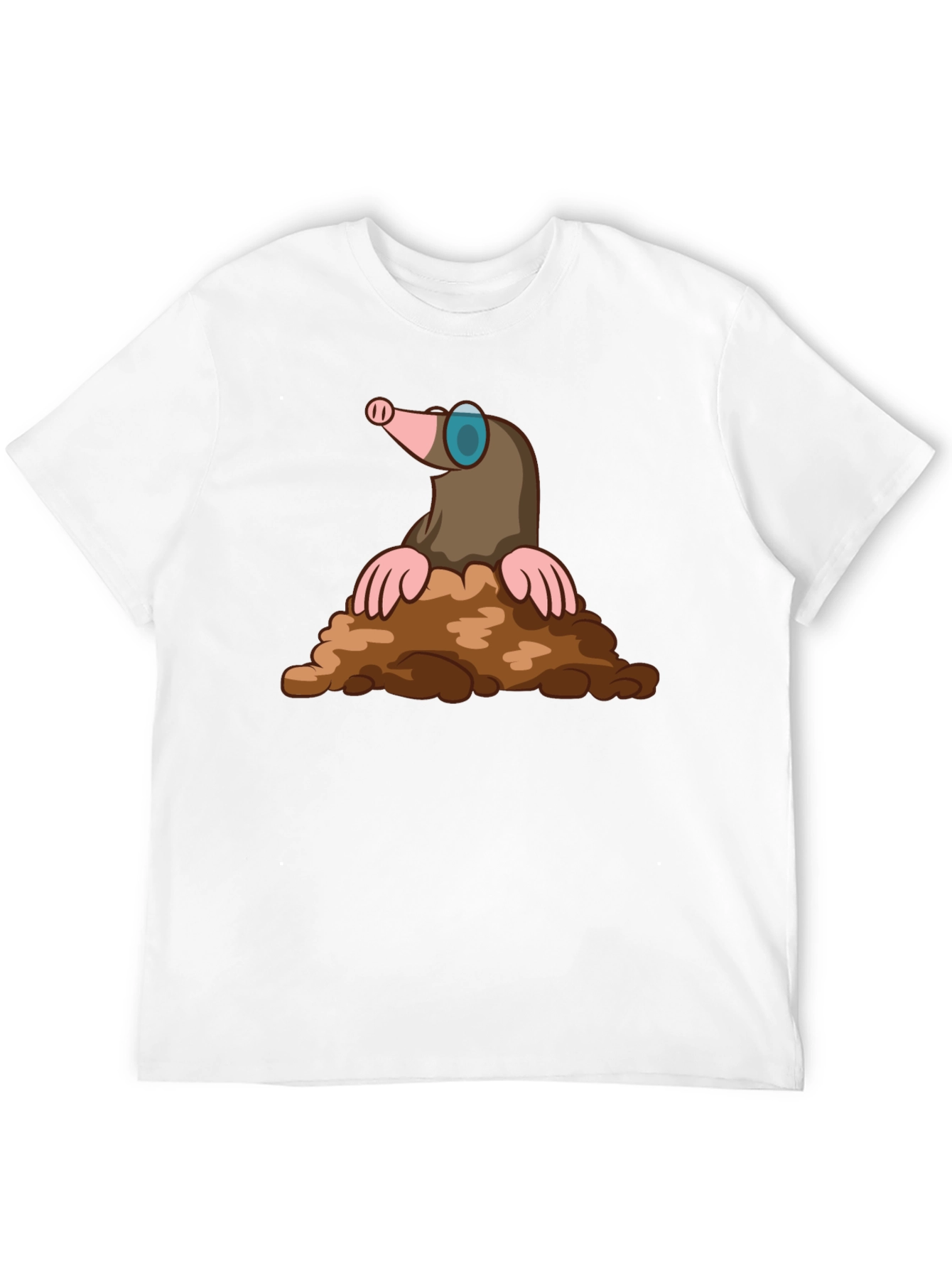 Mole Cartoon Graphic T-Shirt - Black Cotton Tee