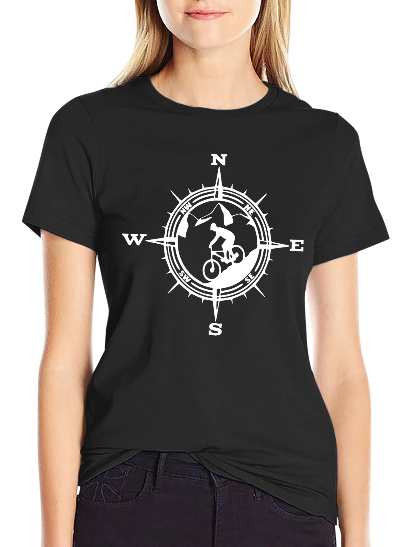 Mountain Biker Compass Graphic T-Shirt