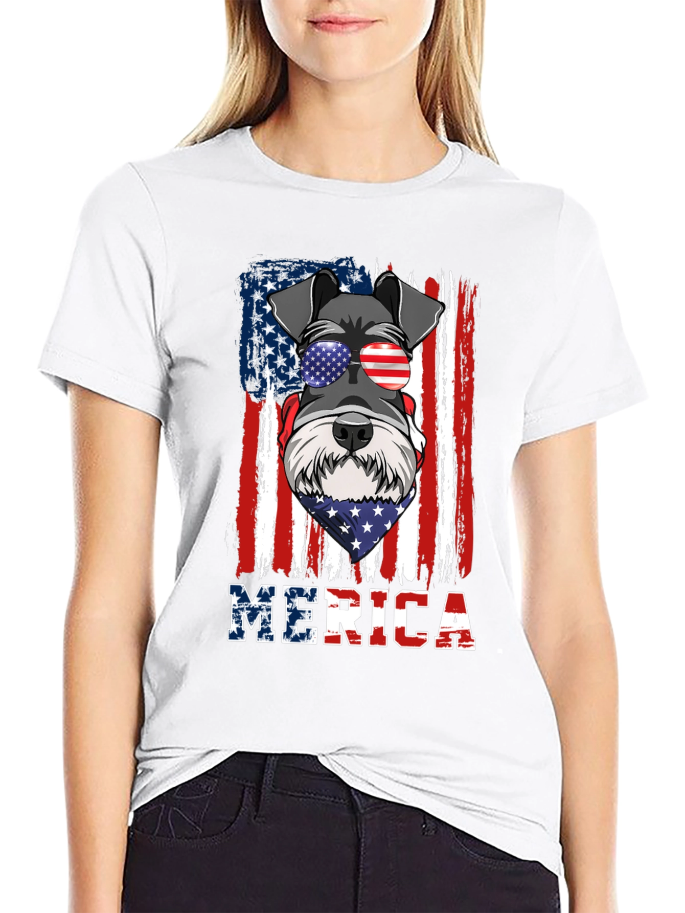 Patriotic Dog Graphic T-Shirt - MERICA