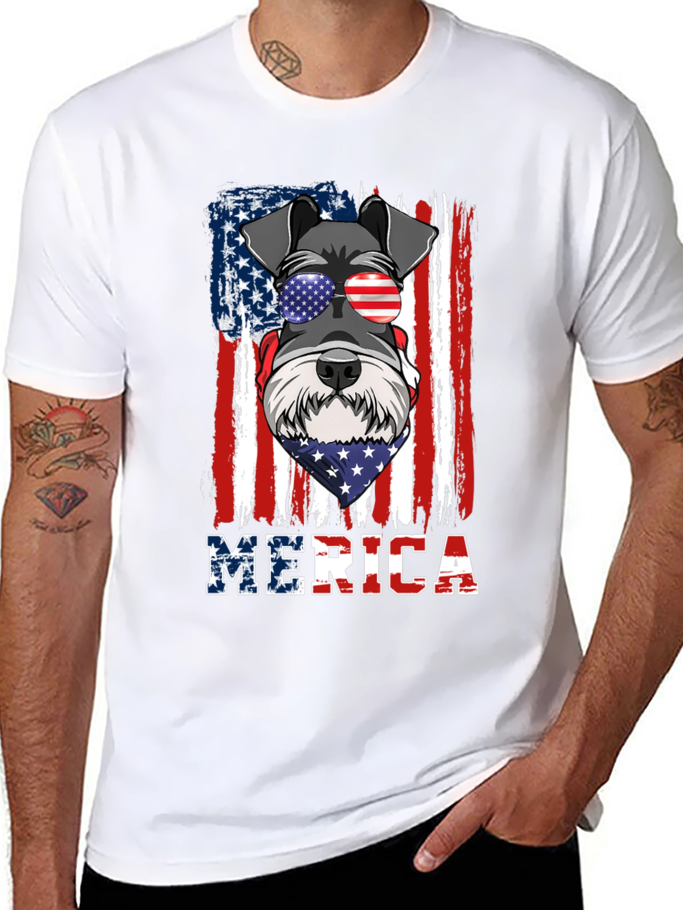Patriotic Dog Graphic T-Shirt - MERICA