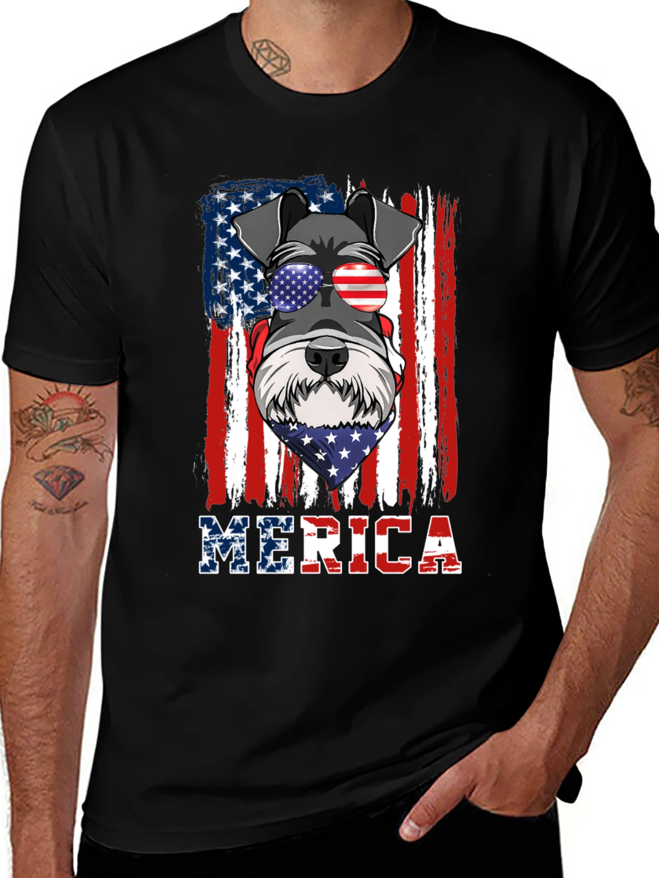 Patriotic Dog Graphic T-Shirt - MERICA