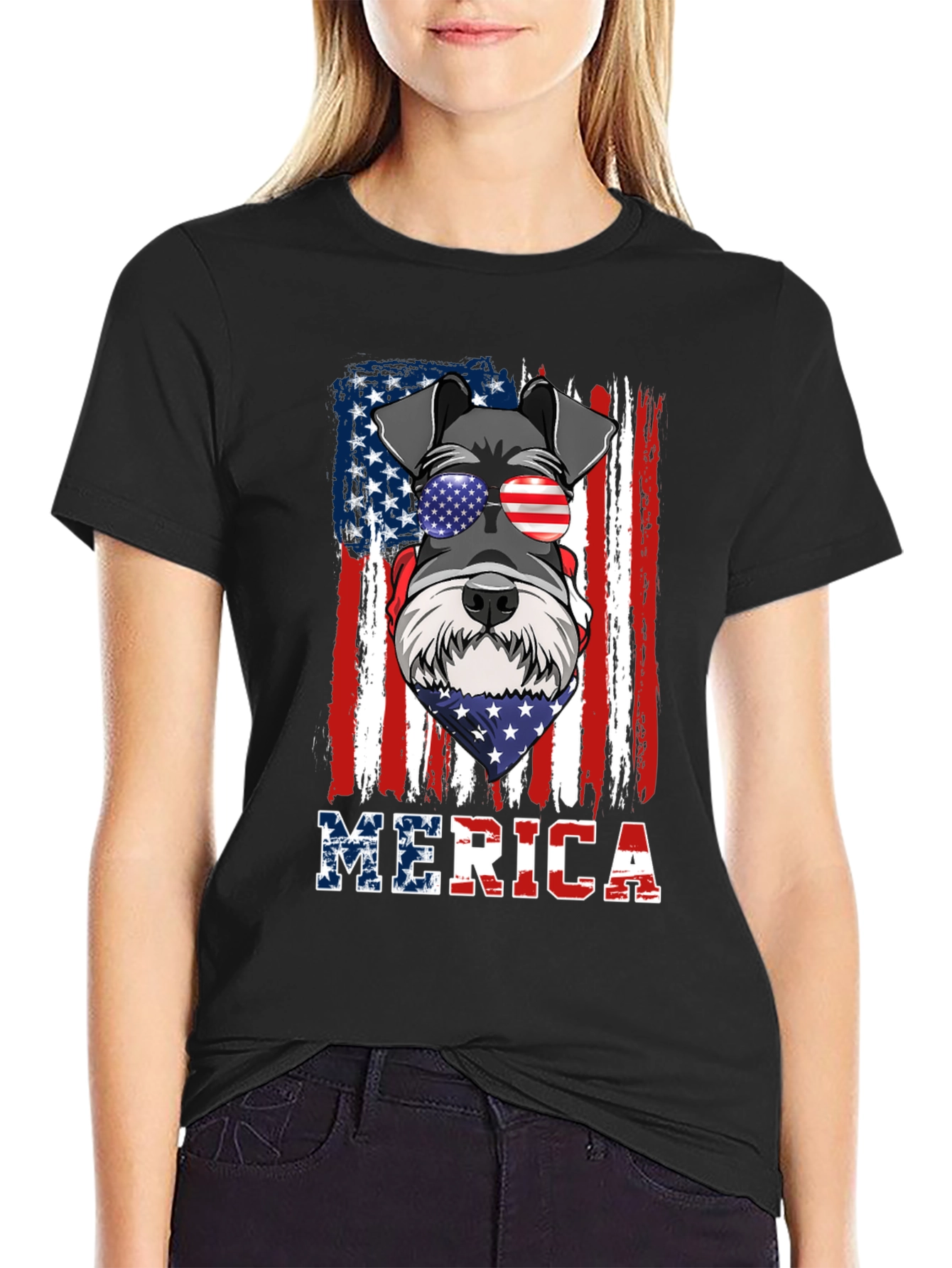 Patriotic Dog Graphic T-Shirt - MERICA