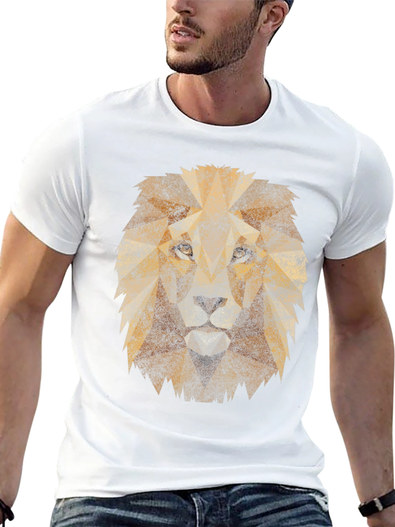 Geometric Lion Graphic Tee - Mens Black T-Shirt