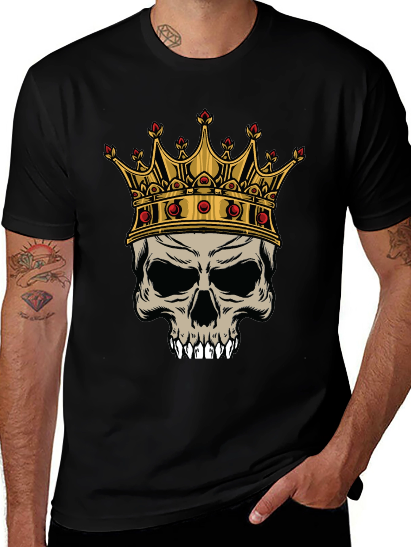 Skull King Graphic Tee - Black Cotton T-Shirt
