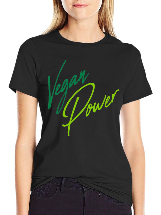 Vegan Power T-Shirt - Green Lettering on Black