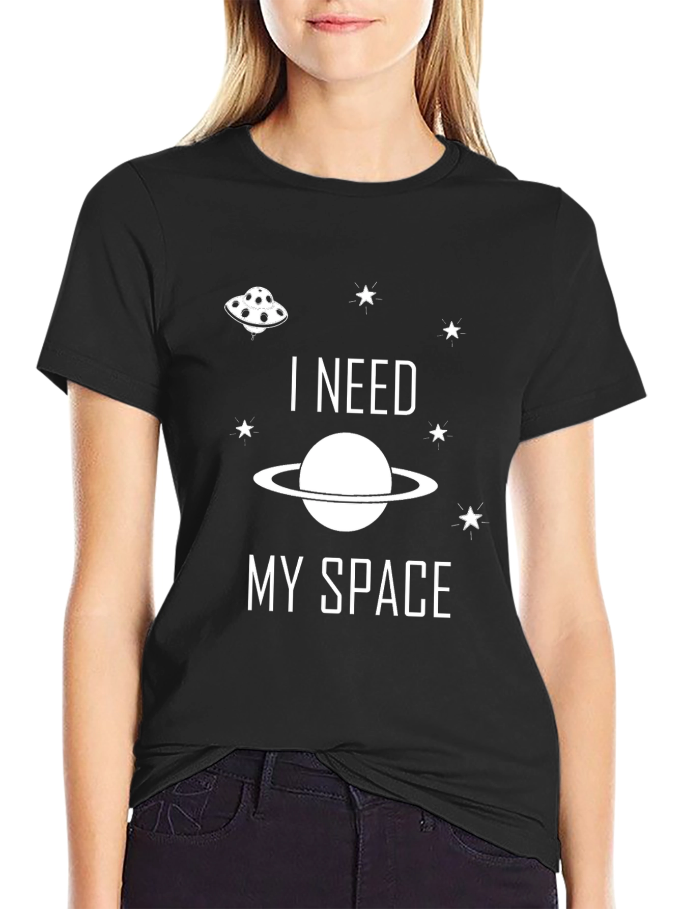 I Need My Space Graphic Tee - Black