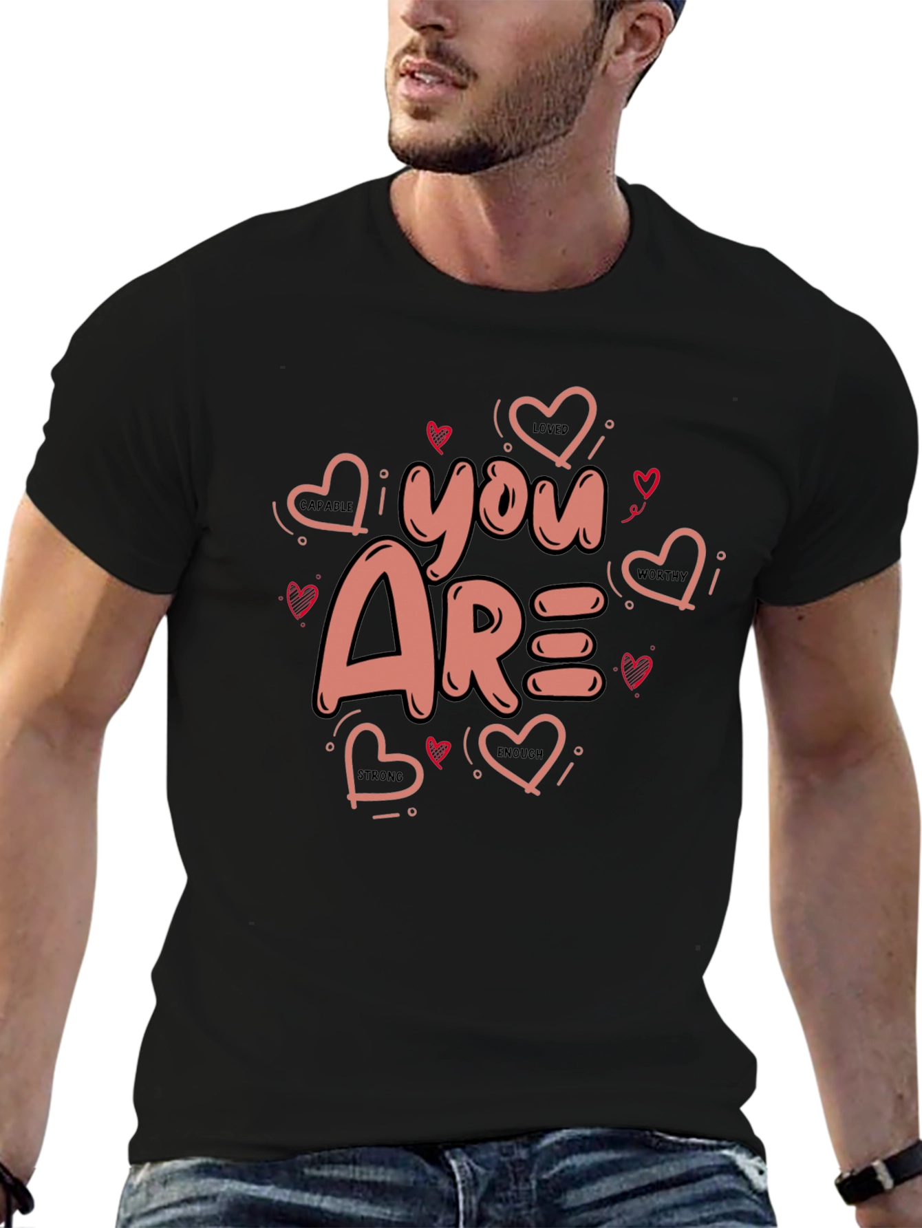 You Are Loved Valentines Black Graphic Tee