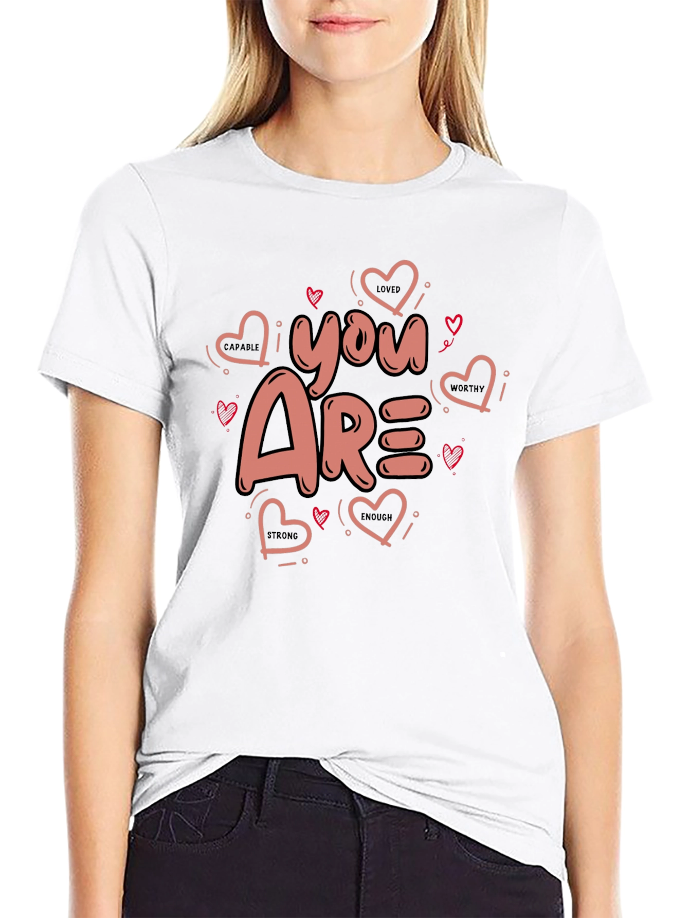 You Are Loved Valentines Black Graphic Tee