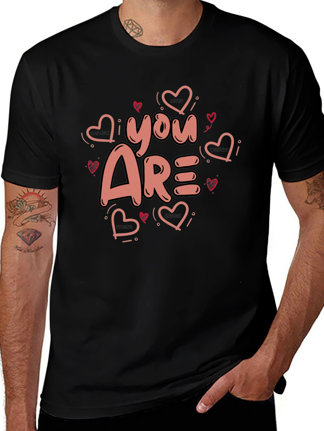 You Are Loved Valentines Black Graphic Tee