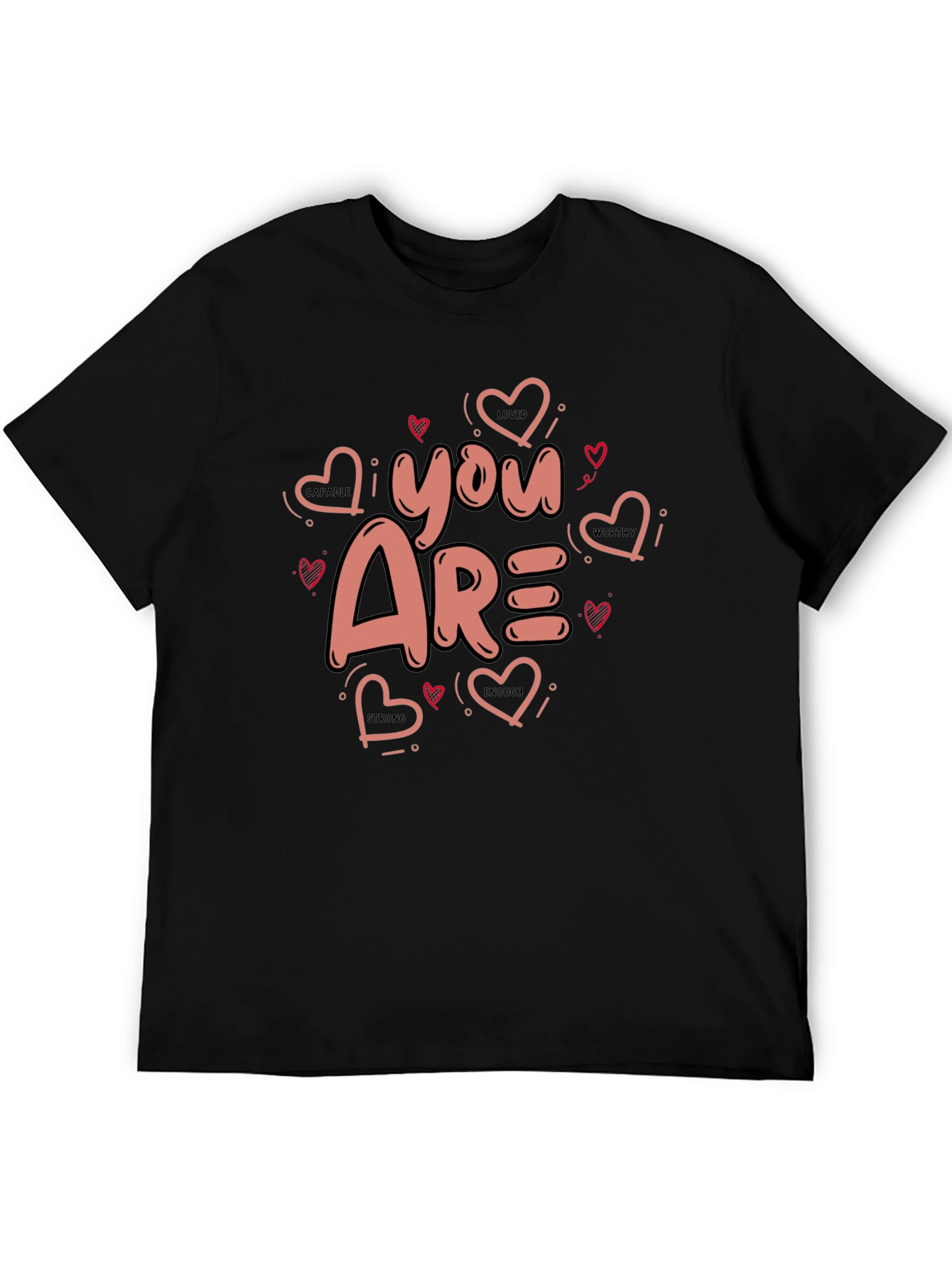 You Are Loved Valentines Black Graphic Tee