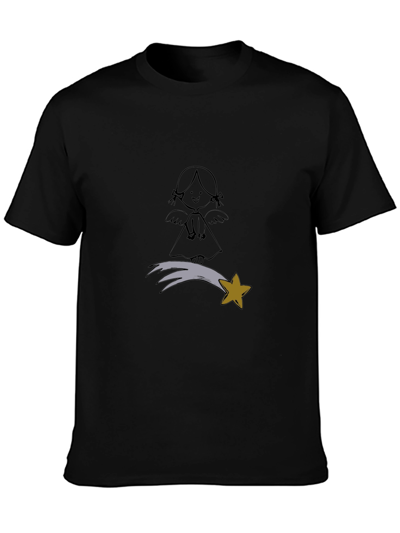 Angel & Star Graphic Black T-Shirt