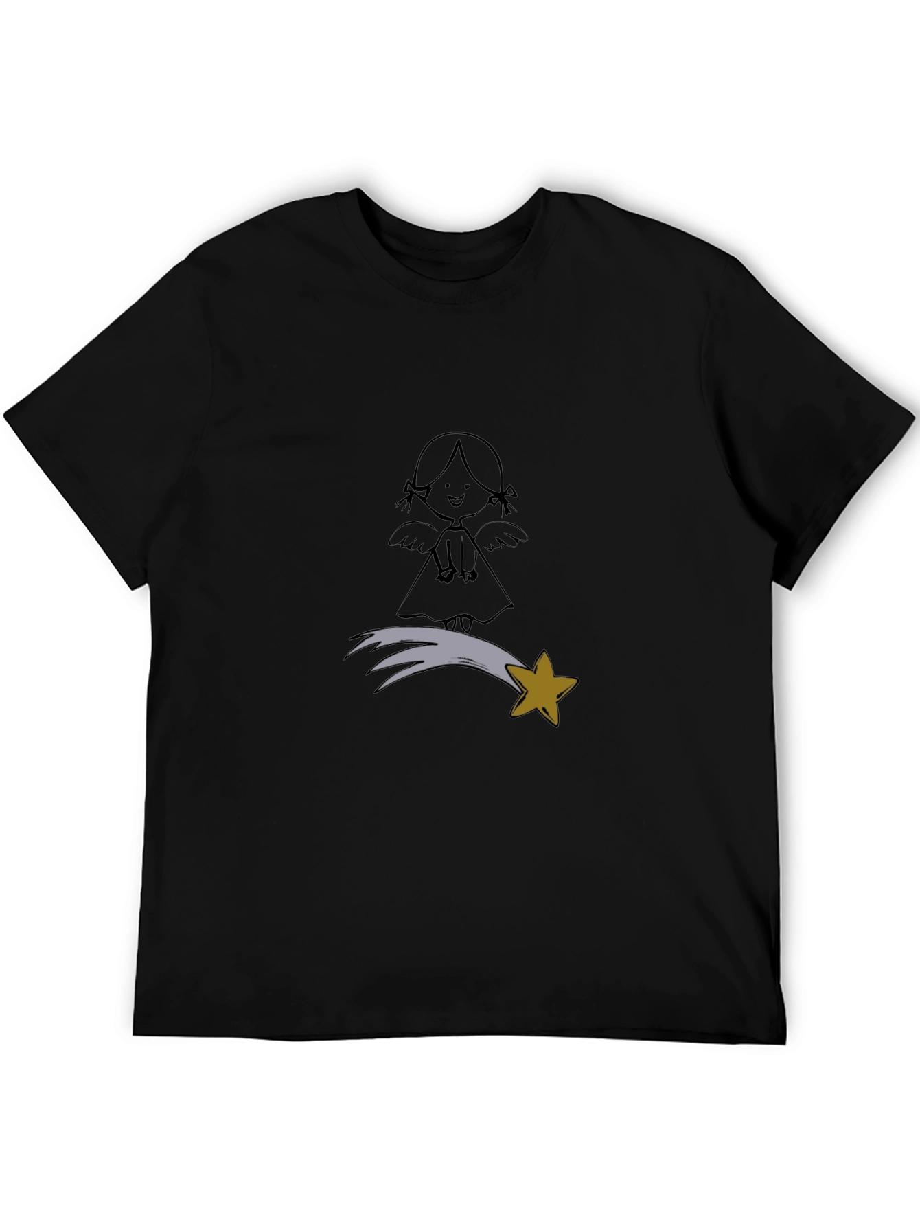 Angel & Star Graphic Black T-Shirt