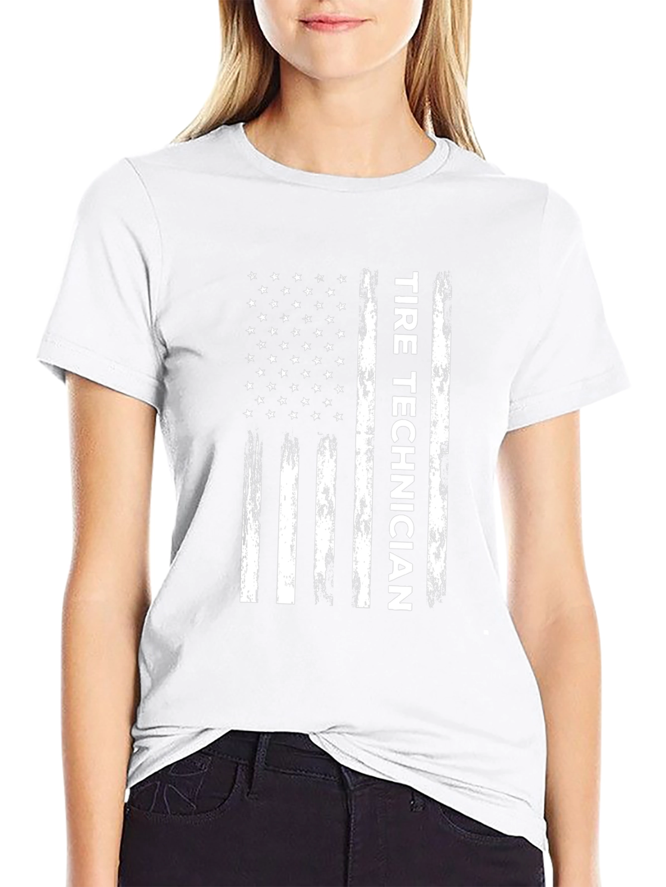 Tire Technician American Flag Graphic Tee - Black Cotton