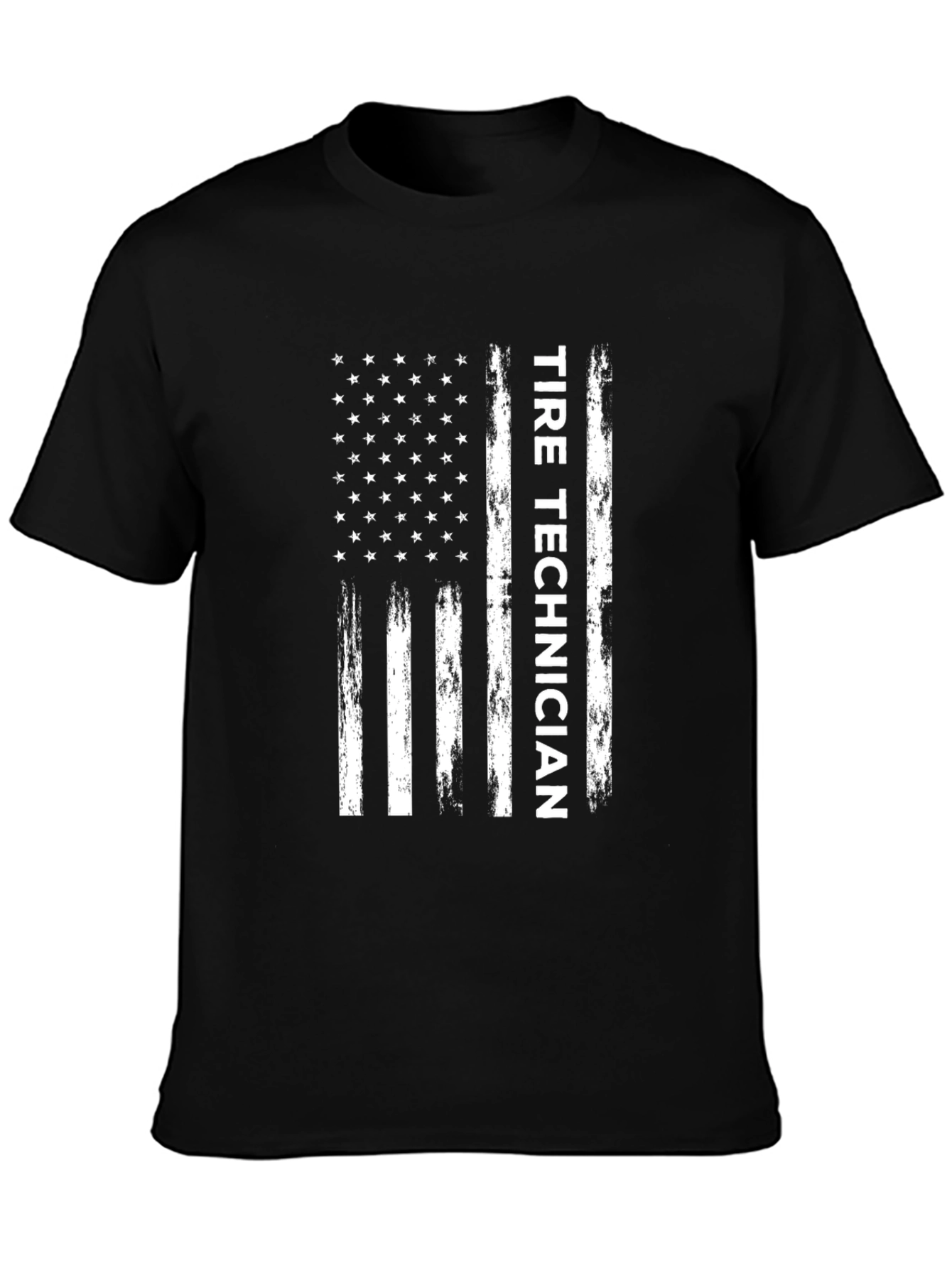 Tire Technician American Flag Graphic Tee - Black Cotton